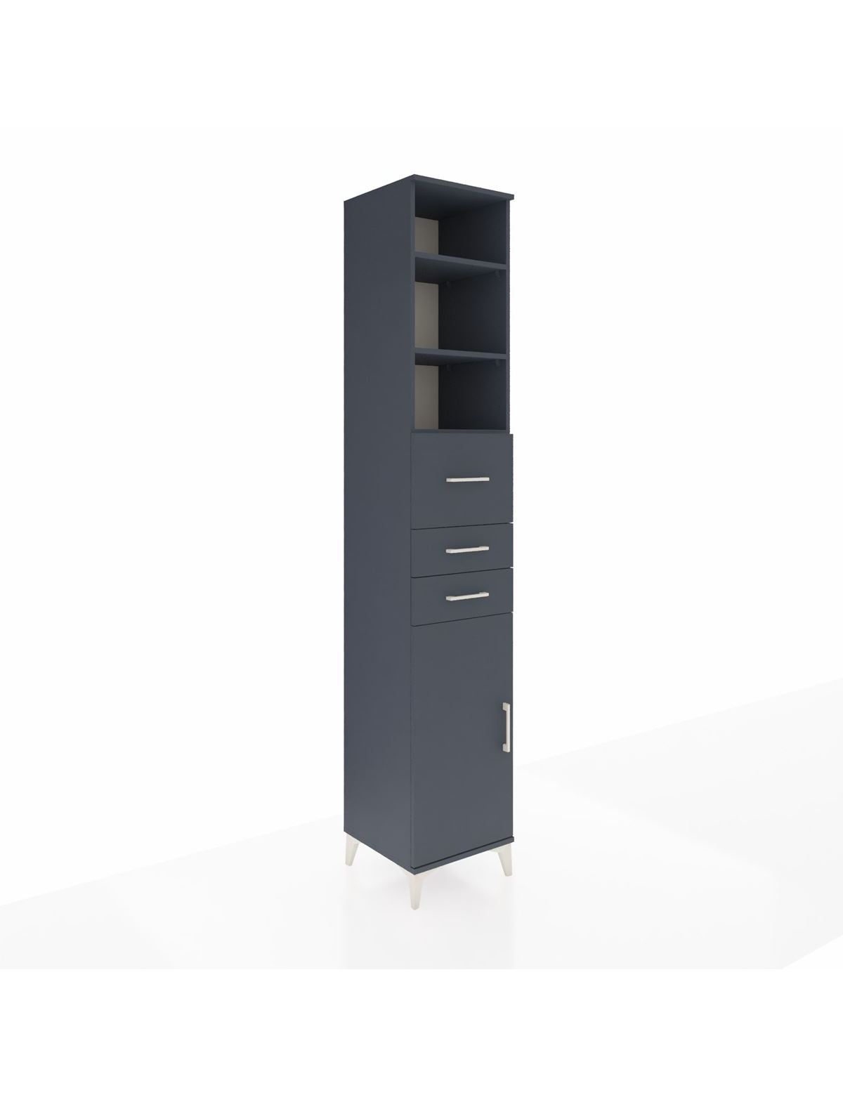 Hyperion Dolap 4 Raflı 3 Çekmeceli Tek Kapaklı 44x44x243 Antrasit-Antrasit