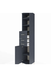 Hyperion Dolap 4 Raflı 3 Çekmeceli Tek Kapaklı 44x44x243 Antrasit-Antrasit