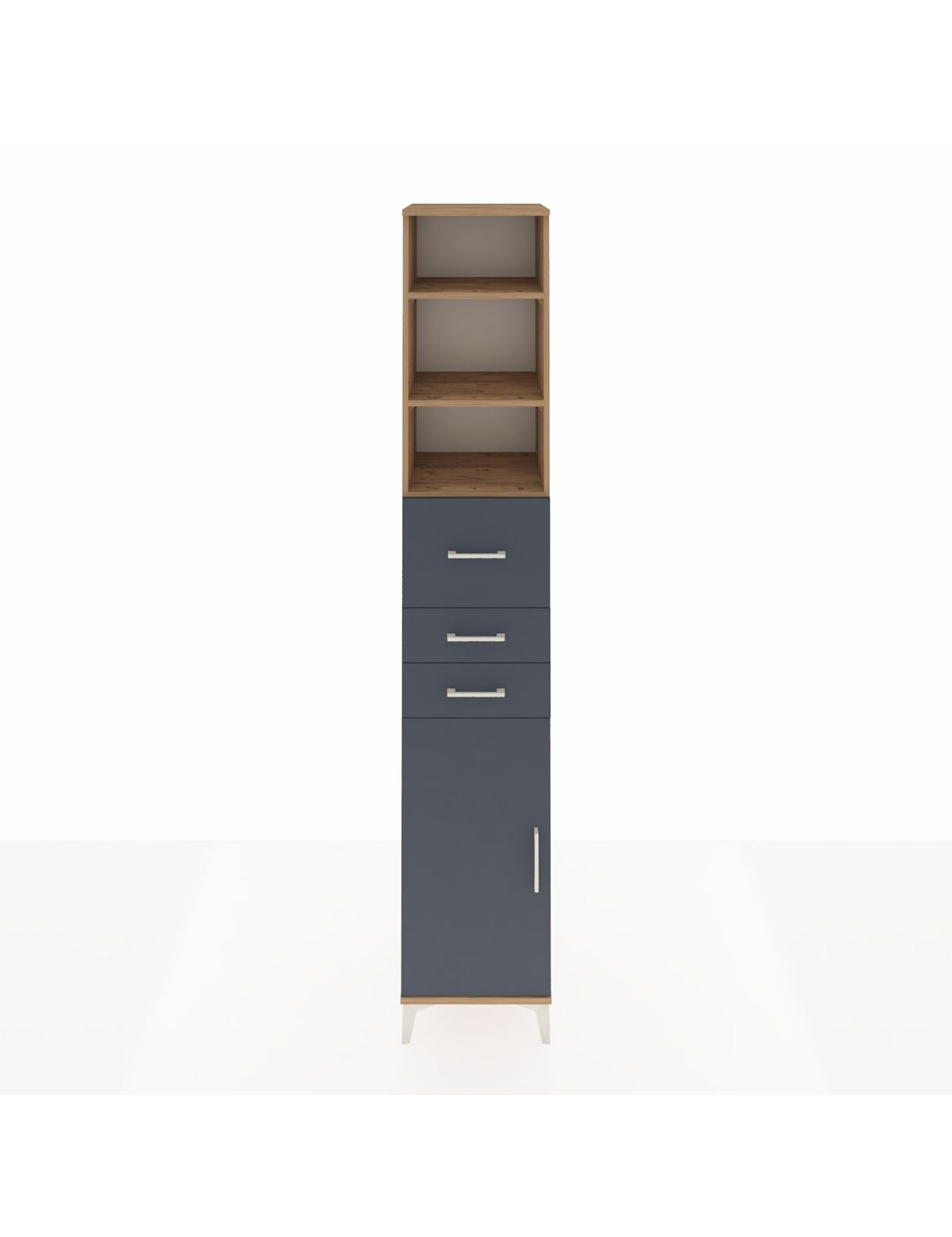 Hyperion Dolap 4 Raflı 3 Çekmeceli Tek Kapaklı 44x44x243 Çam-Antrasit