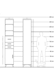 Hyperion Dolap 4 Raflı 3 Çekmeceli Tek Kapaklı 44x44x243 Çam-Antrasit