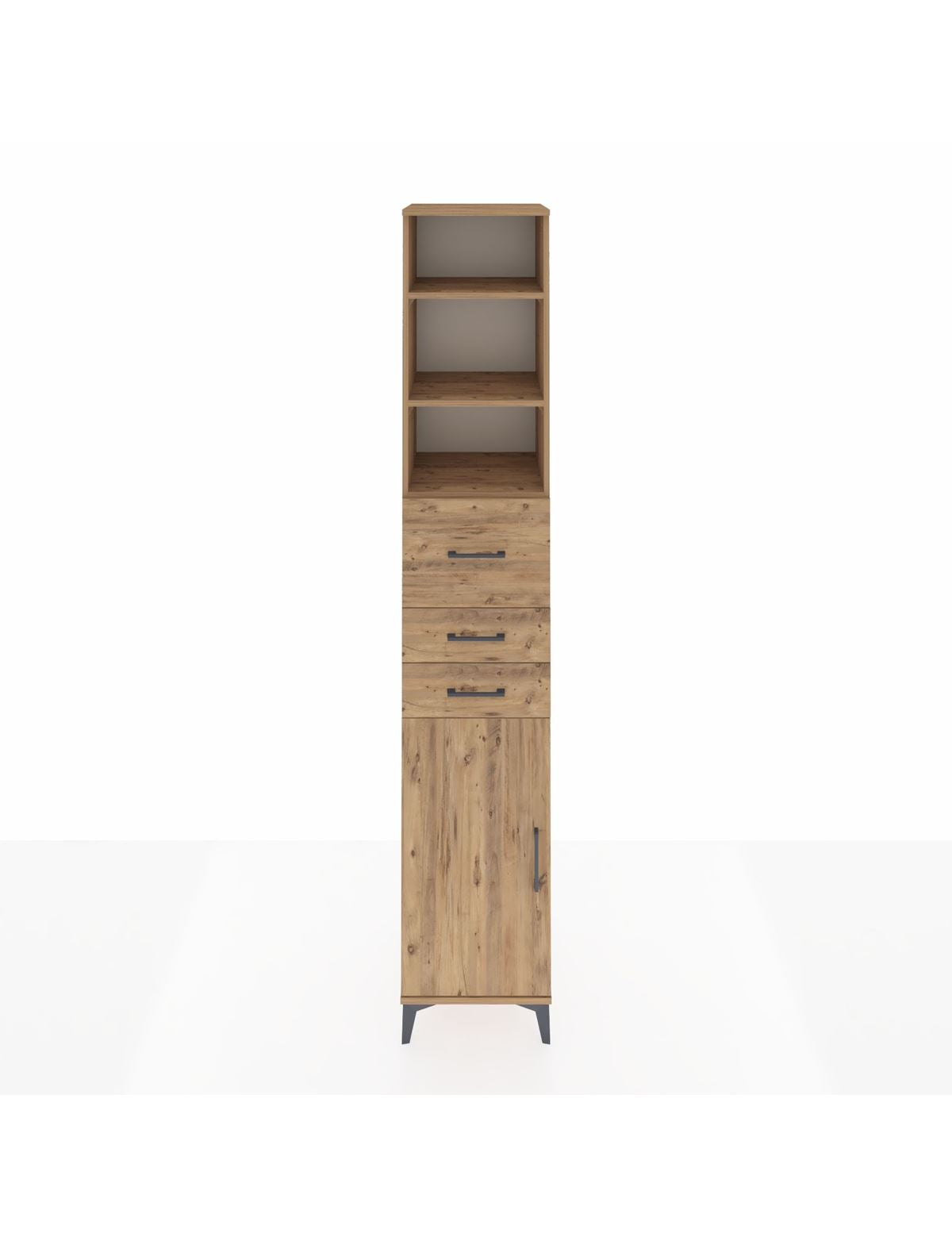 Hyperion Dolap 4 Raflı 3 Çekmeceli Tek Kapaklı 44x44x243 Çam-Çam