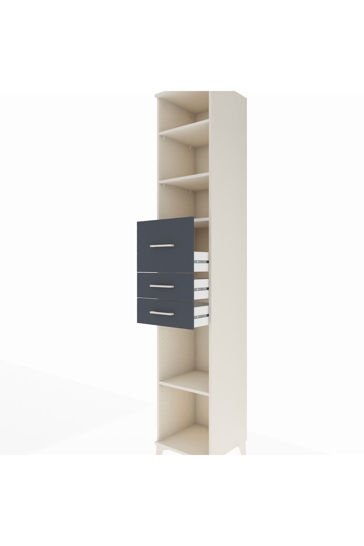 Hyperion Dolap 4 Raflı 3 Çekmeceli 44x44x243 Aytaşı-Antrasit