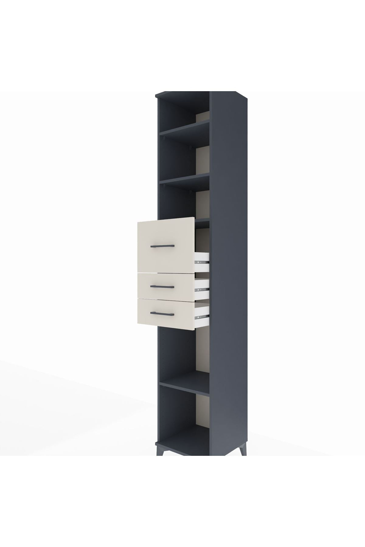Hyperion Dolap 4 Raflı 3 Çekmeceli 44x44x243 Antrasit-Aytaşı