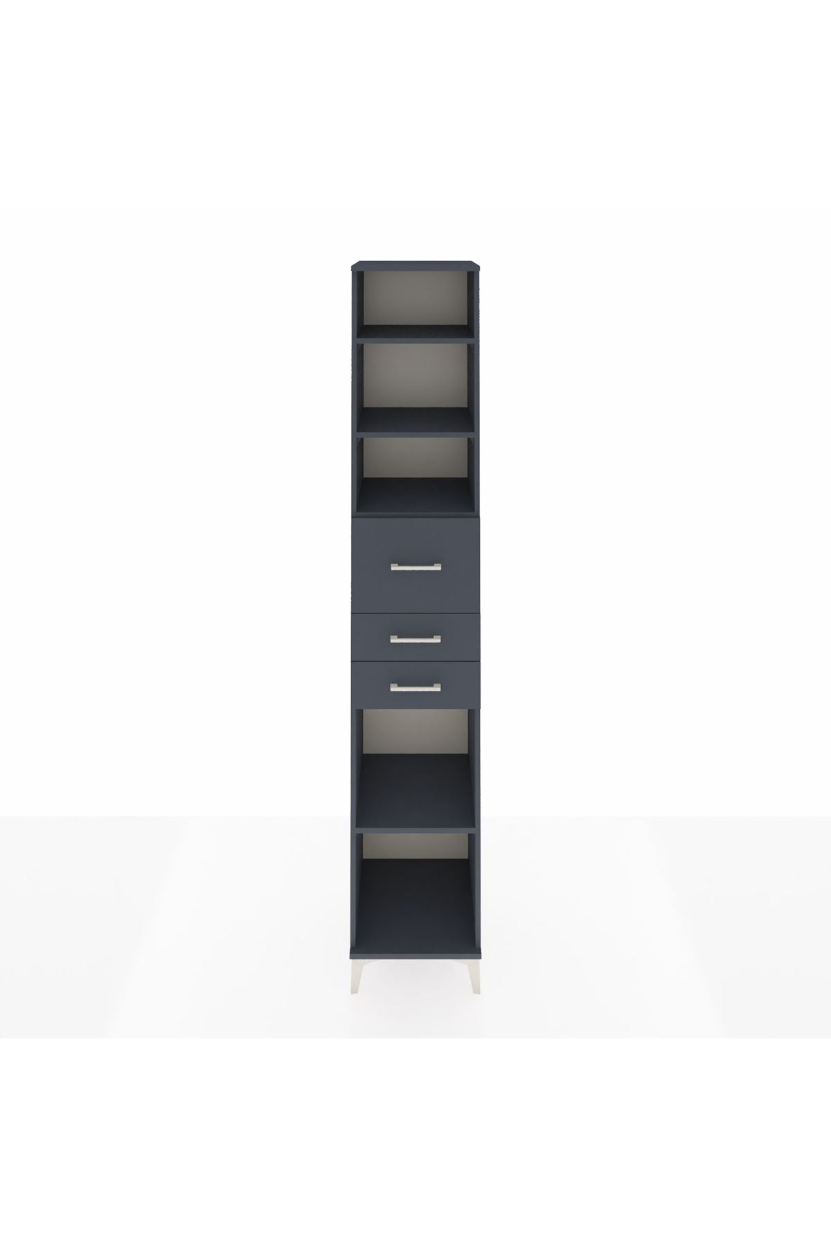 Hyperion Dolap 4 Raflı 3 Çekmeceli 44x44x243 Antrasit-Antrasit