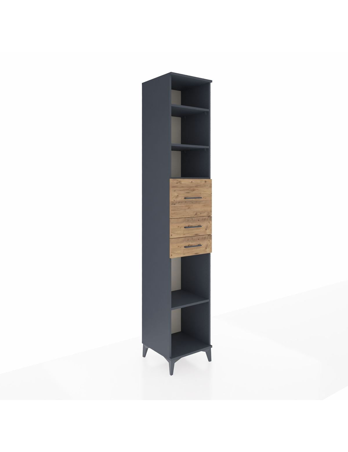 Hyperion Dolap 4 Raflı 3 Çekmeceli 44x44x243 Antrasit-Çam