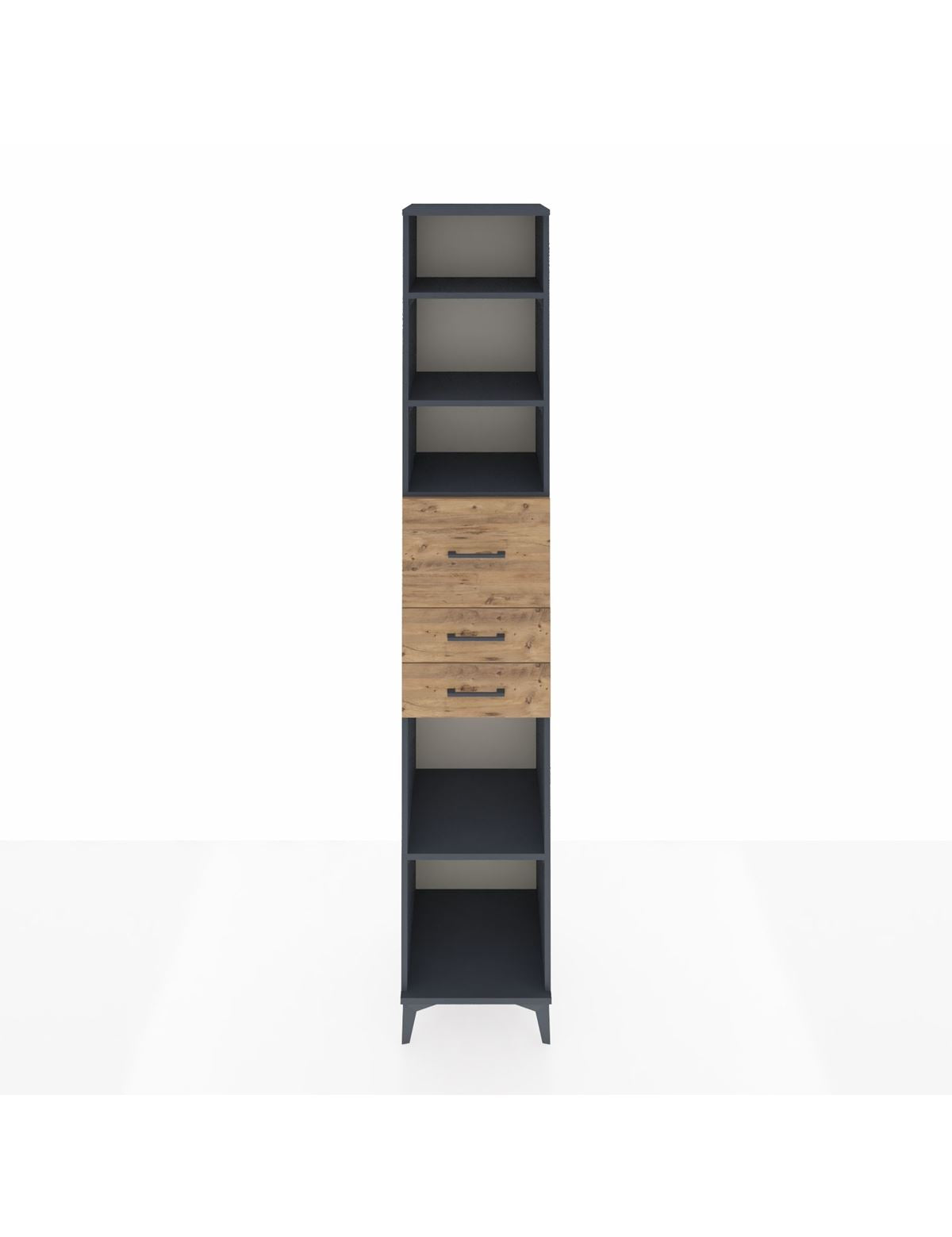 Hyperion Dolap 4 Raflı 3 Çekmeceli 44x44x243 Antrasit-Çam