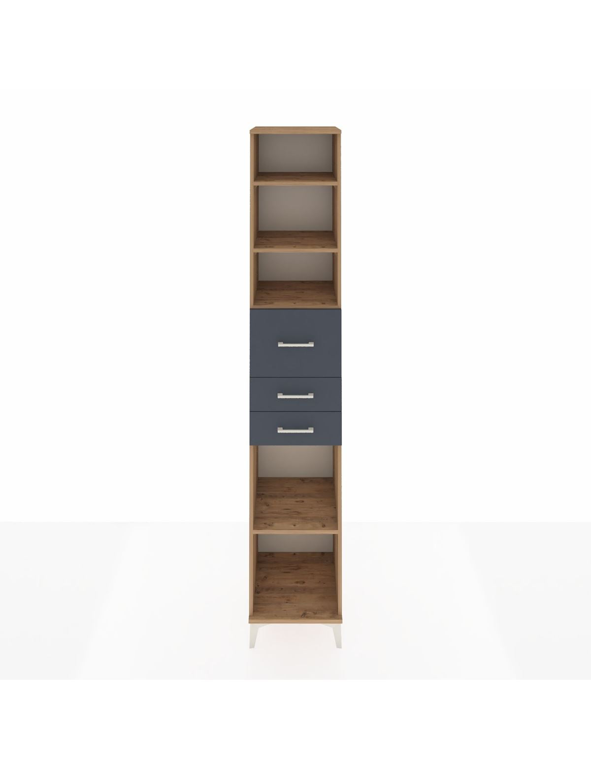 Hyperion Dolap 4 Raflı 3 Çekmeceli 44x44x243 Çam-Antrasit