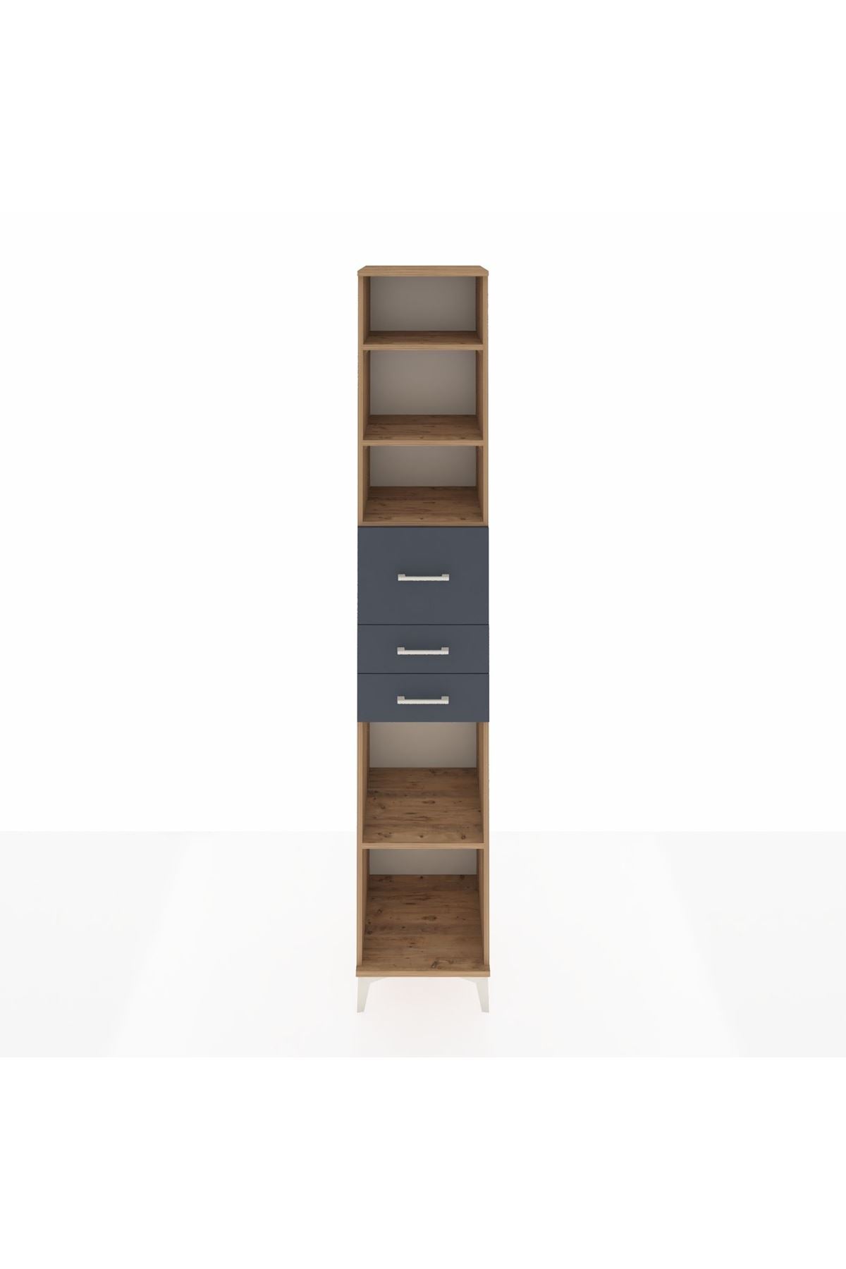 Hyperion Dolap 4 Raflı 3 Çekmeceli 44x44x243 Çam-Antrasit