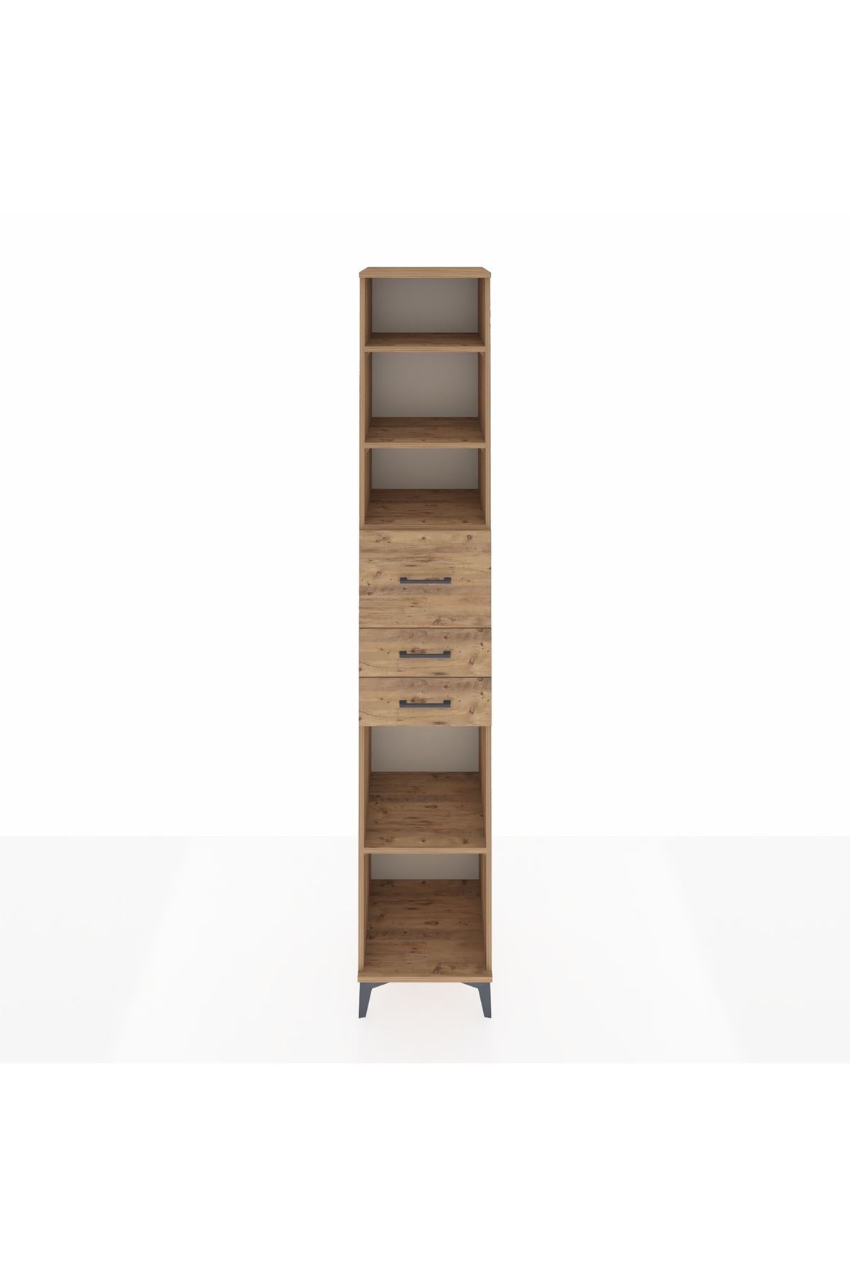 Hyperion Dolap 4 Raflı 3 Çekmeceli 44x44x243 Çam-Çam