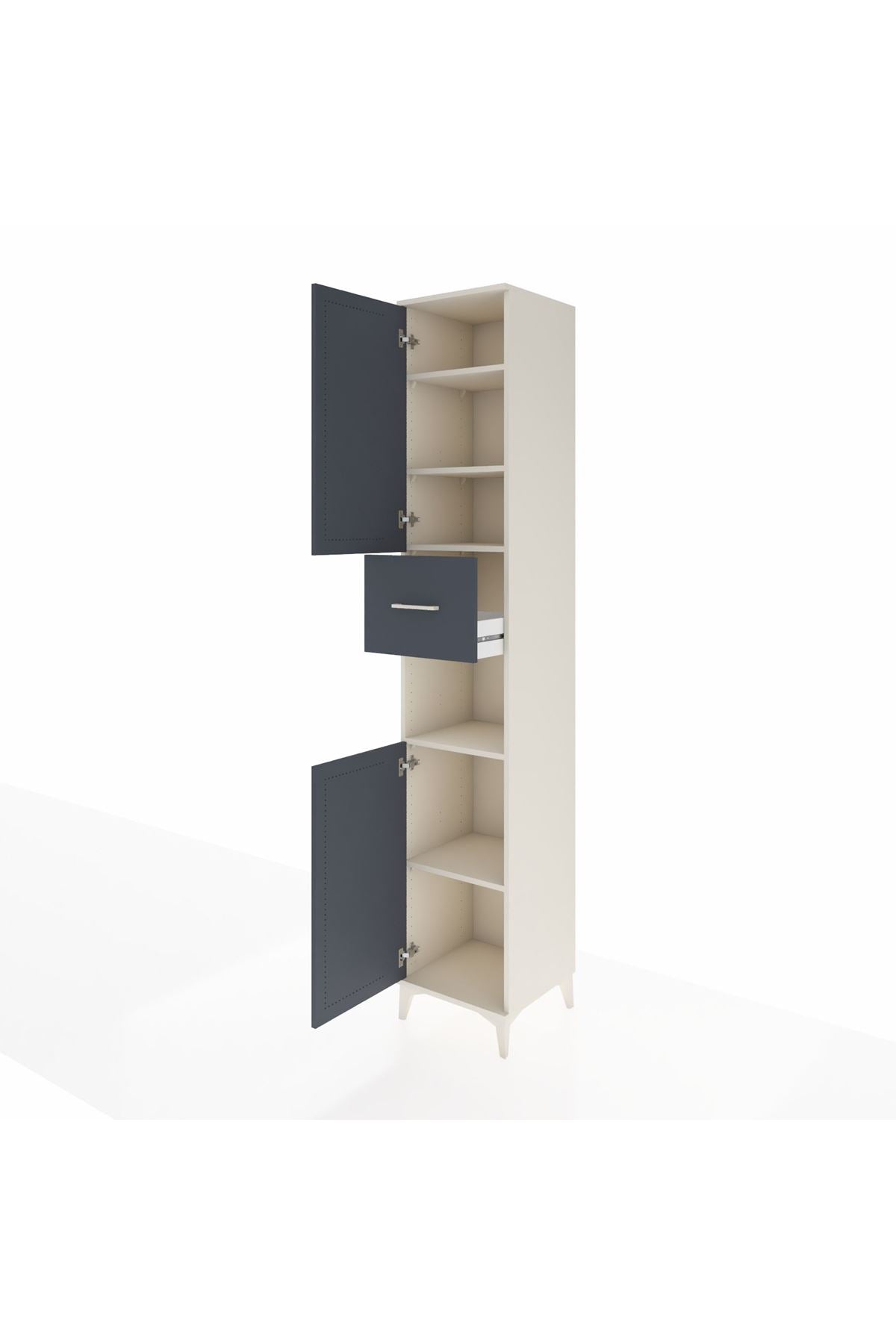 Hyperion Dolap 5 Raflı Tek Çekmeceli 2 Kapaklı 44x44x243 Aytaşı-Antrasit