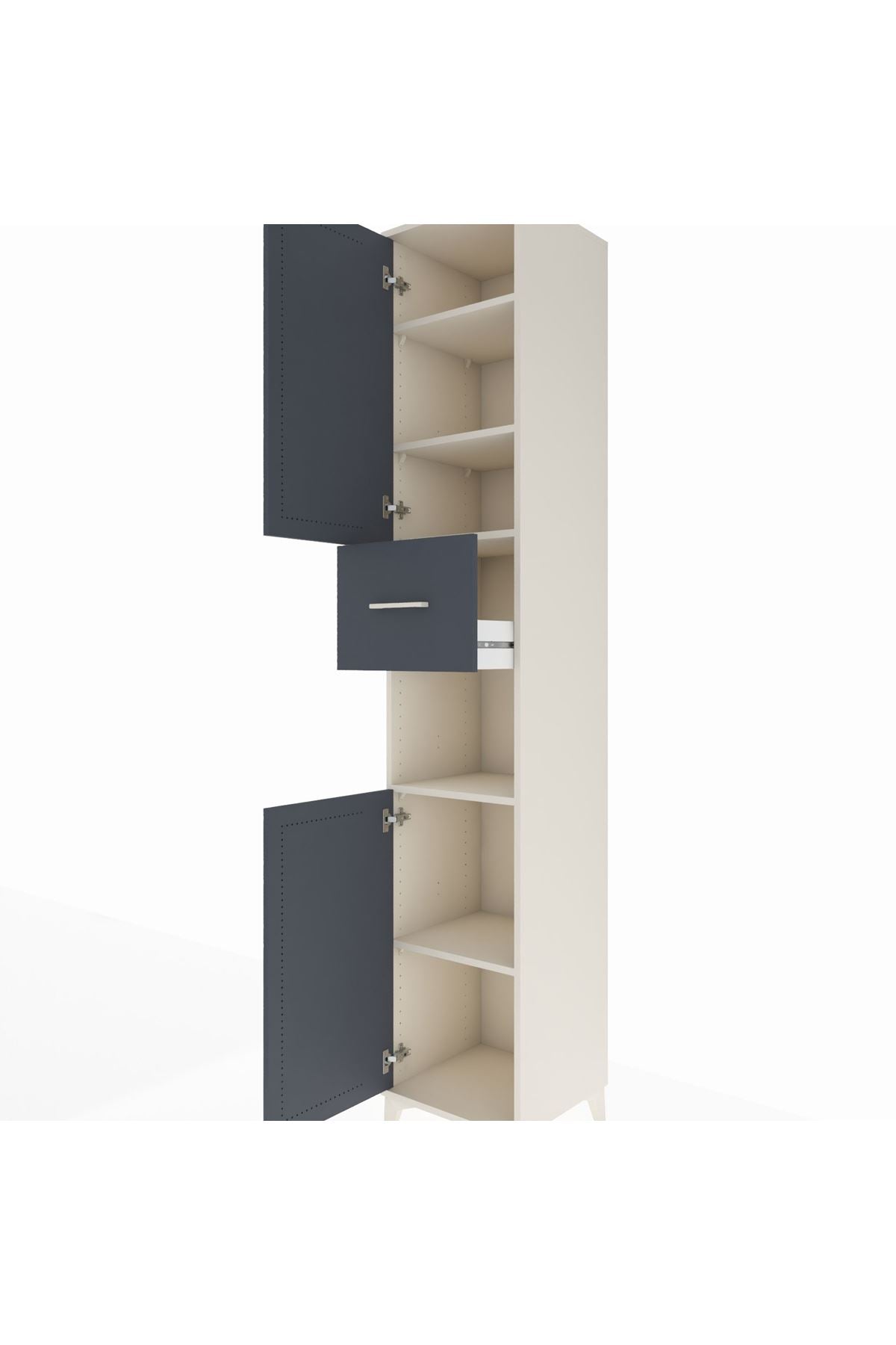 Hyperion Dolap 5 Raflı Tek Çekmeceli 2 Kapaklı 44x44x243 Aytaşı-Antrasit