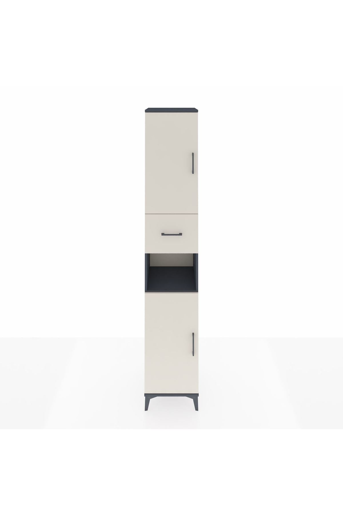 Hyperion Dolap 5 Raflı Tek Çekmeceli 2 Kapaklı 44x44x243 Antrasit-Aytaşı