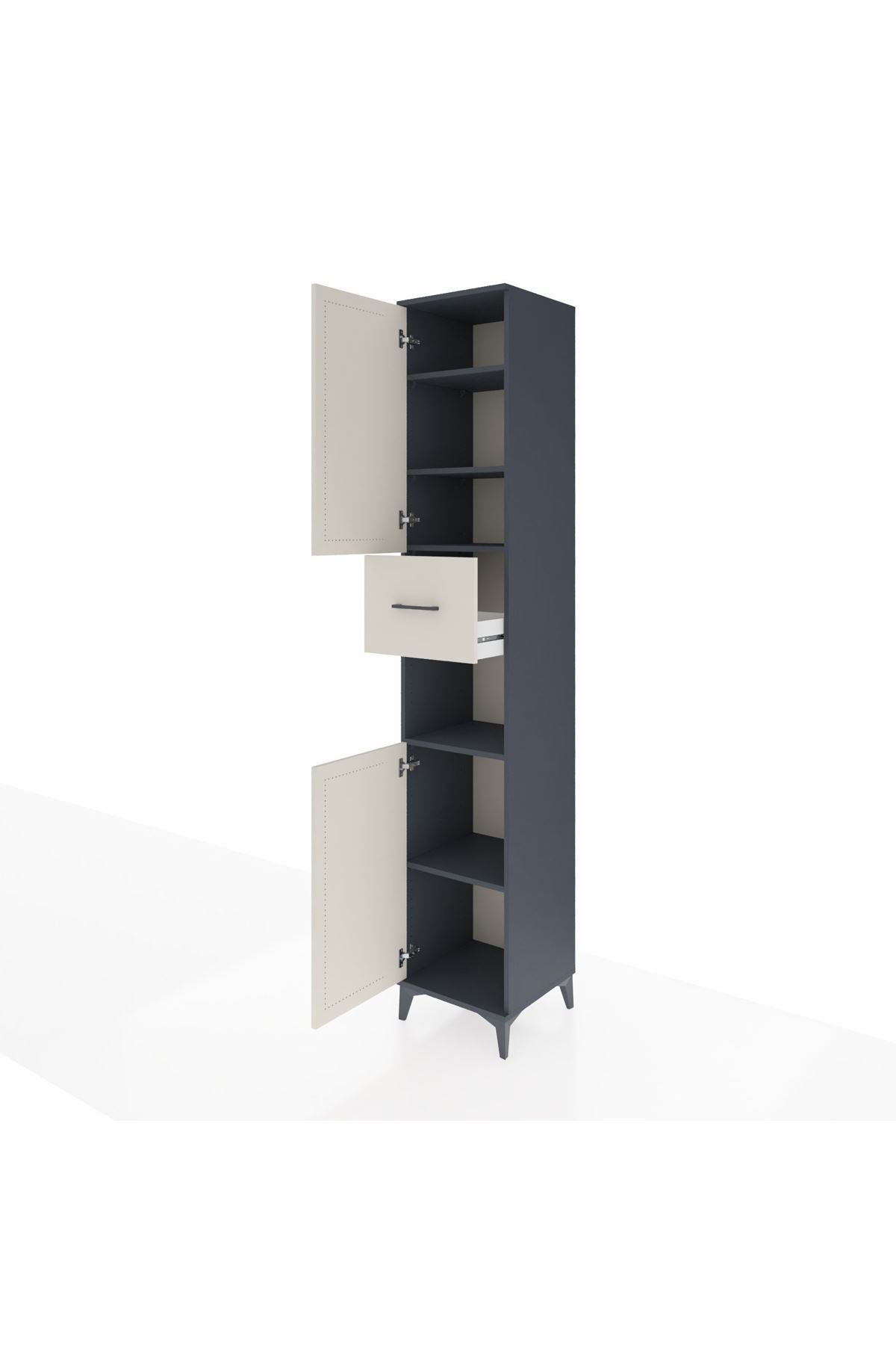 Hyperion Dolap 5 Raflı Tek Çekmeceli 2 Kapaklı 44x44x243 Antrasit-Aytaşı