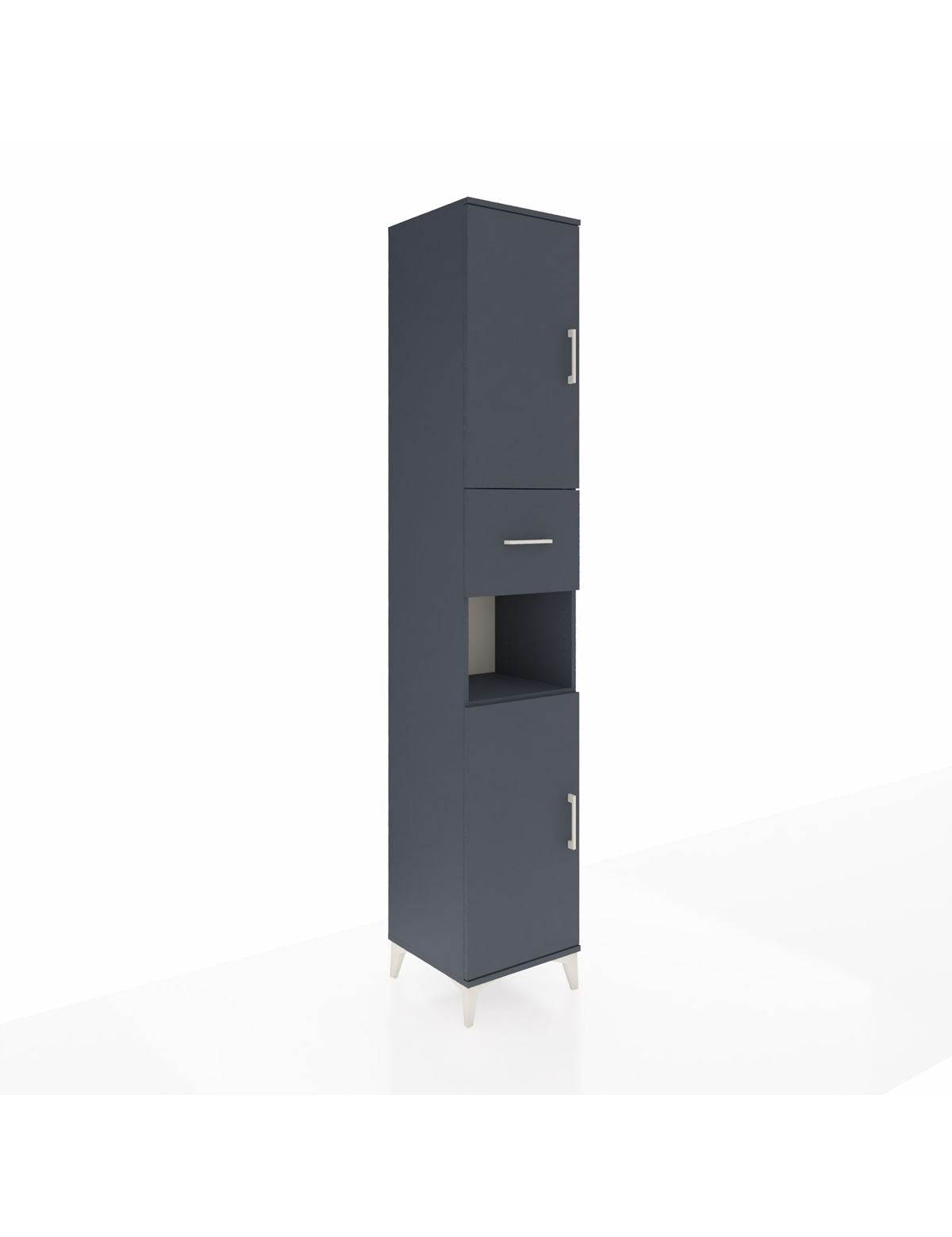 Hyperion Dolap 5 Raflı Tek Çekmeceli 2 Kapaklı 44x44x243 Antrasit-Antrasit