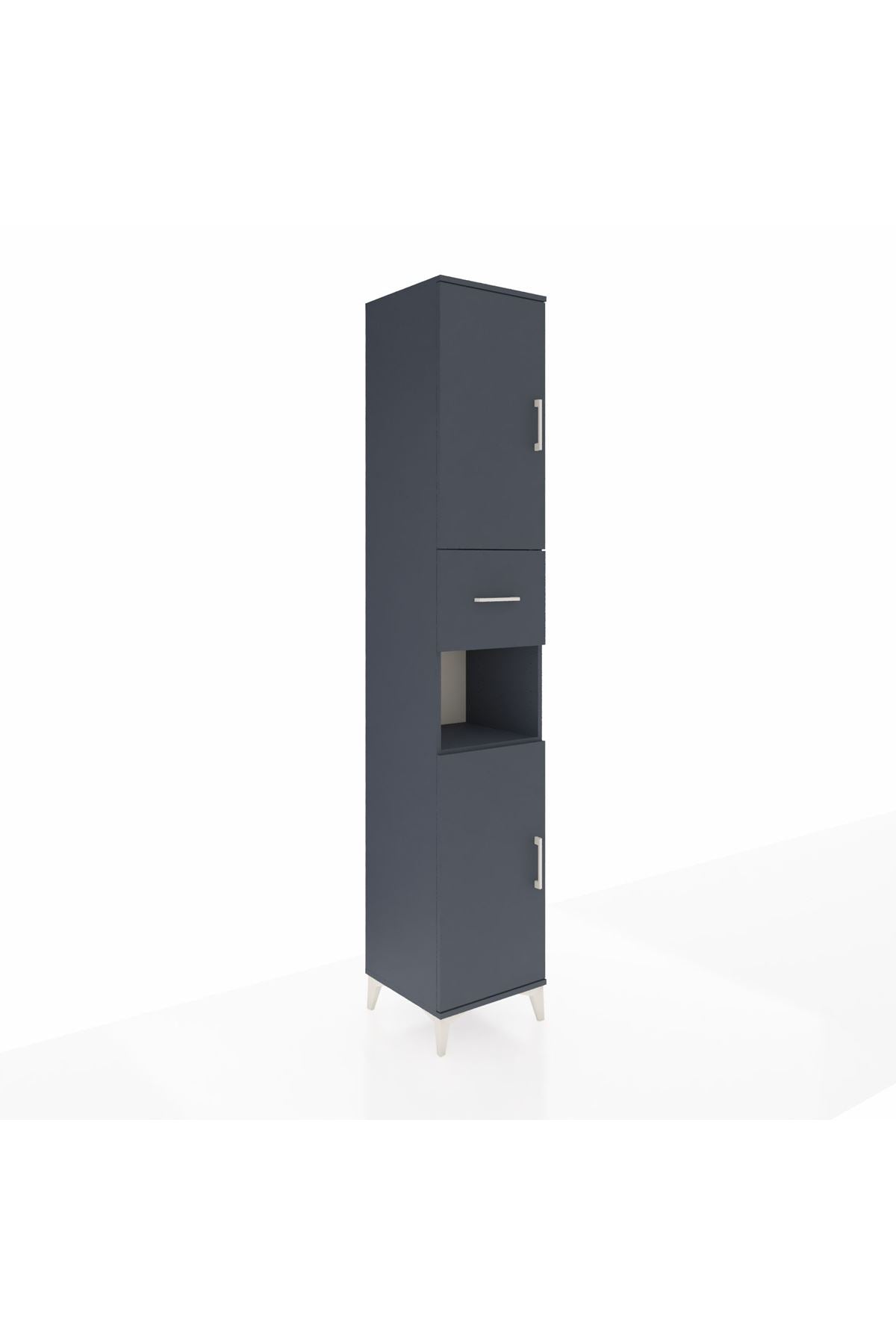 Hyperion Dolap 5 Raflı Tek Çekmeceli 2 Kapaklı 44x44x243 Antrasit-Antrasit