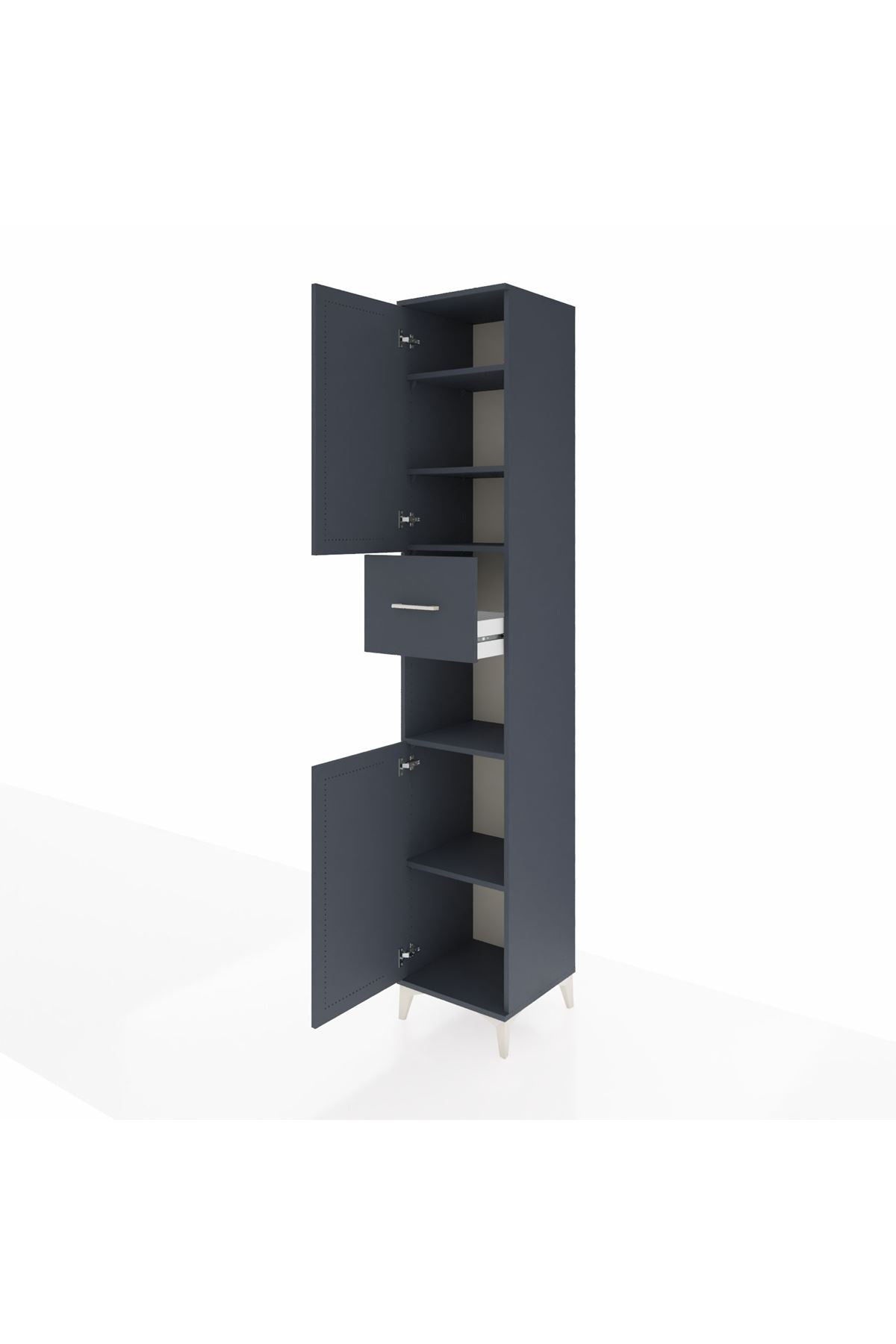 Hyperion Dolap 5 Raflı Tek Çekmeceli 2 Kapaklı 44x44x243 Antrasit-Antrasit