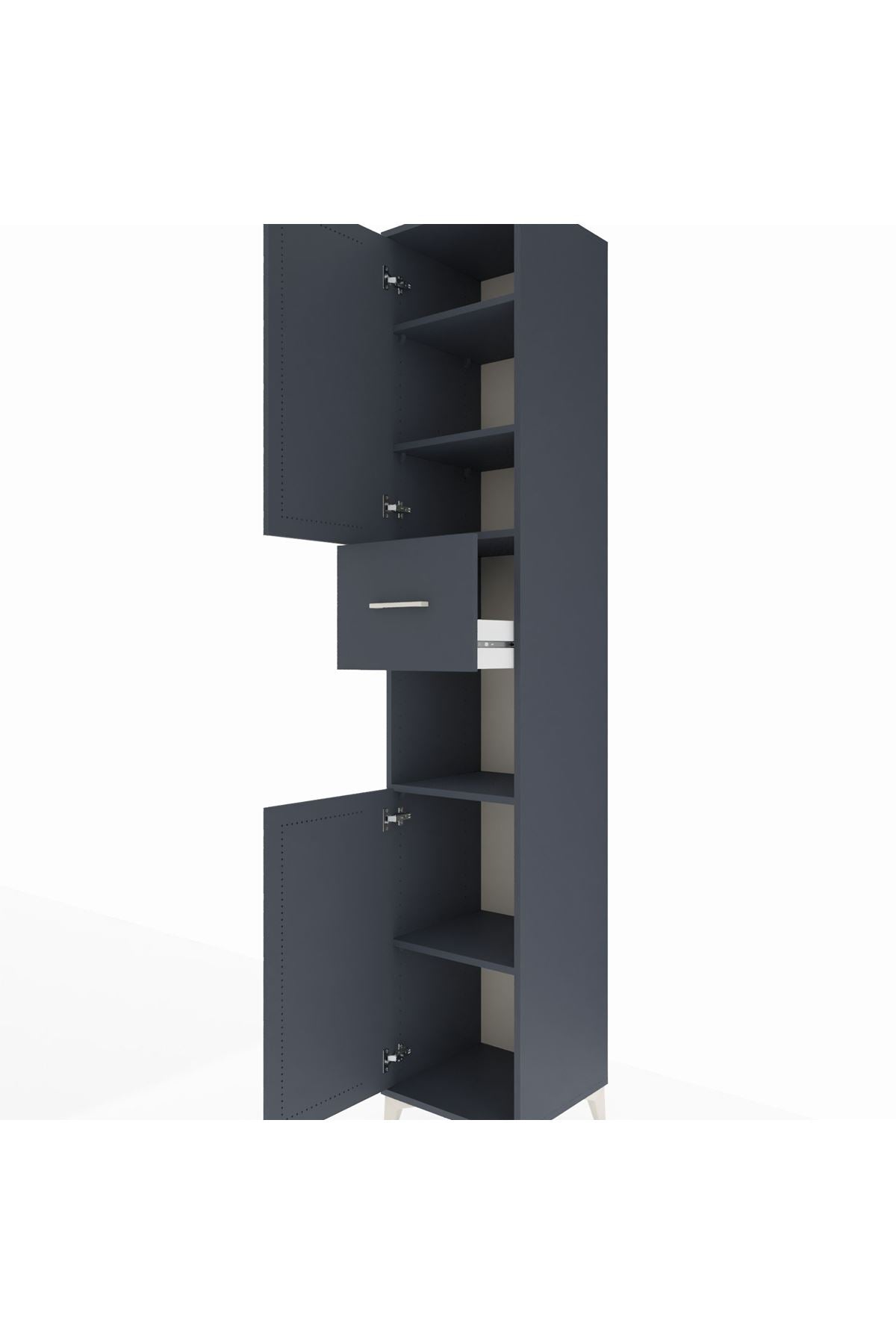 Hyperion Dolap 5 Raflı Tek Çekmeceli 2 Kapaklı 44x44x243 Antrasit-Antrasit