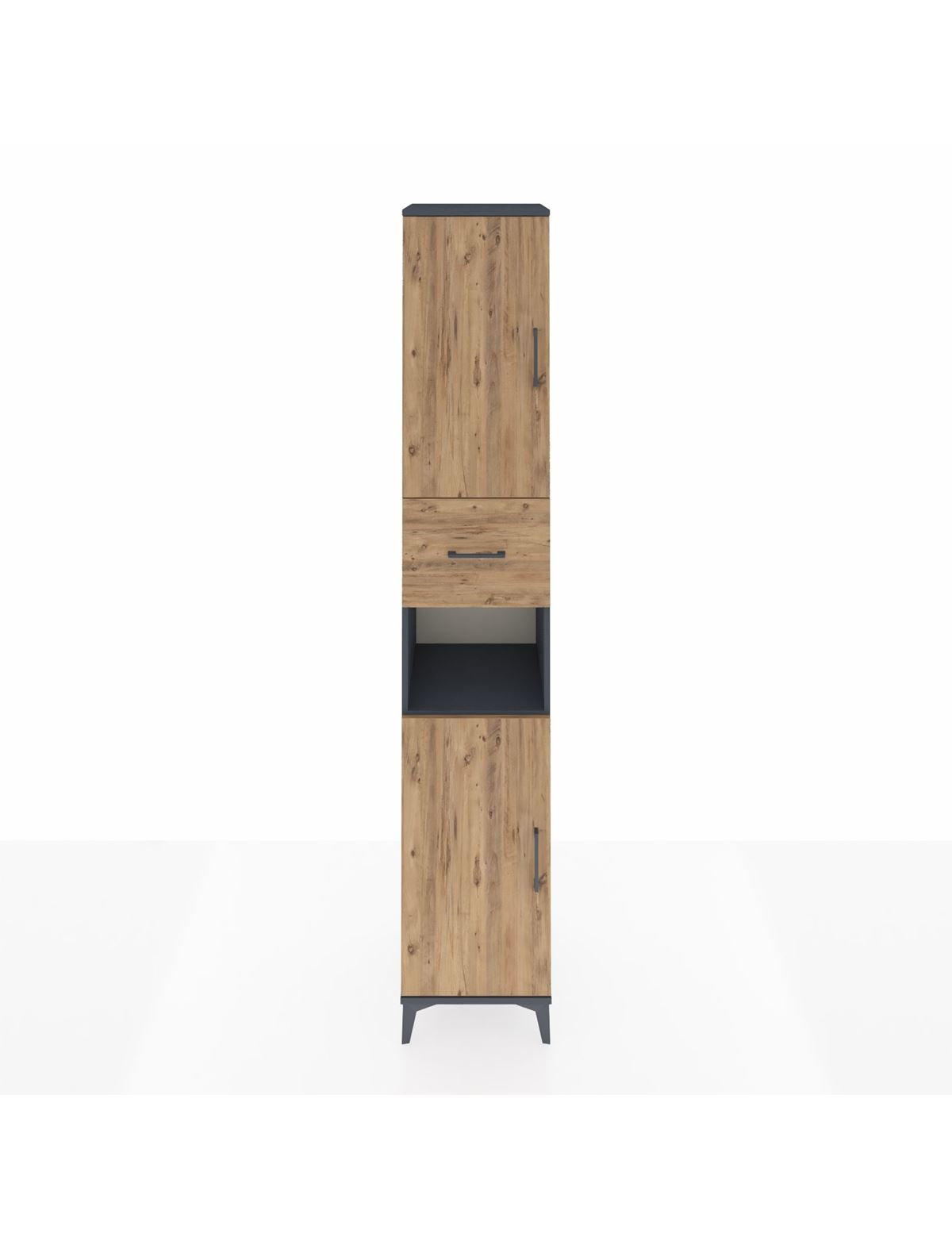 Hyperion Dolap 5 Raflı Tek Çekmeceli 2 Kapaklı 44x44x243 Antrasit-Çam