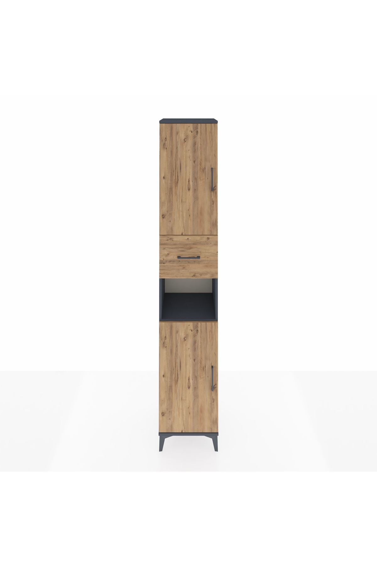 Hyperion Dolap 5 Raflı Tek Çekmeceli 2 Kapaklı 44x44x243 Antrasit-Çam