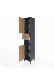 Hyperion Dolap 5 Raflı Tek Çekmeceli 2 Kapaklı 44x44x243 Antrasit-Çam