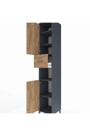 Hyperion Dolap 5 Raflı Tek Çekmeceli 2 Kapaklı 44x44x243 Antrasit-Çam