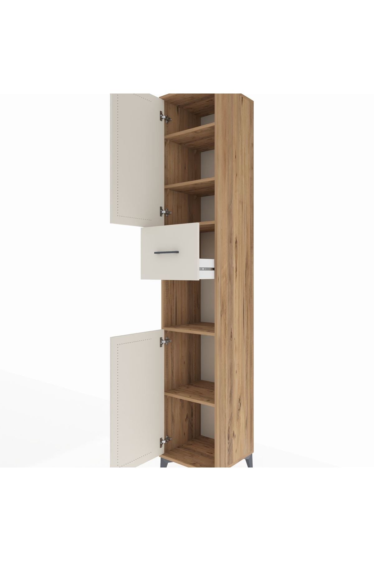 Hyperion Dolap 5 Raflı Tek Çekmeceli 2 Kapaklı 44x44x243 Çam-Aytaşı