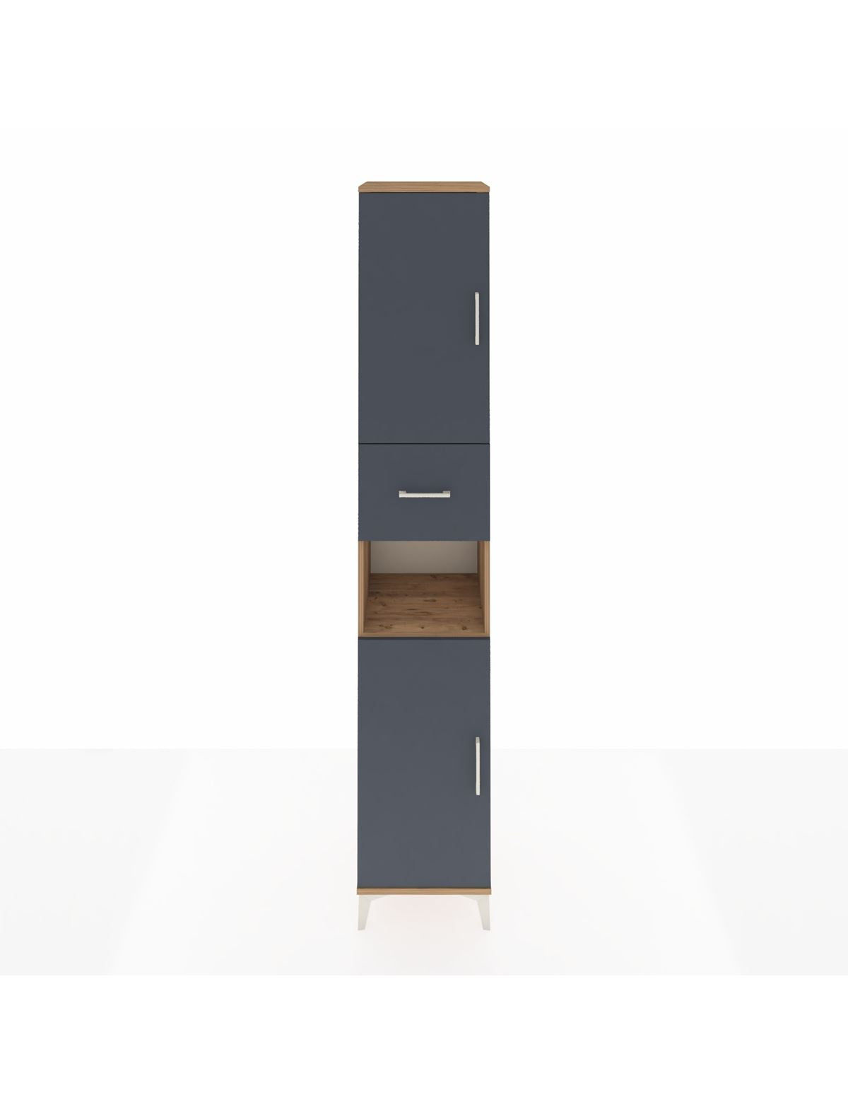 Hyperion Dolap 5 Raflı Tek Çekmeceli 2 Kapaklı 44x44x243 Çam-Antrasit