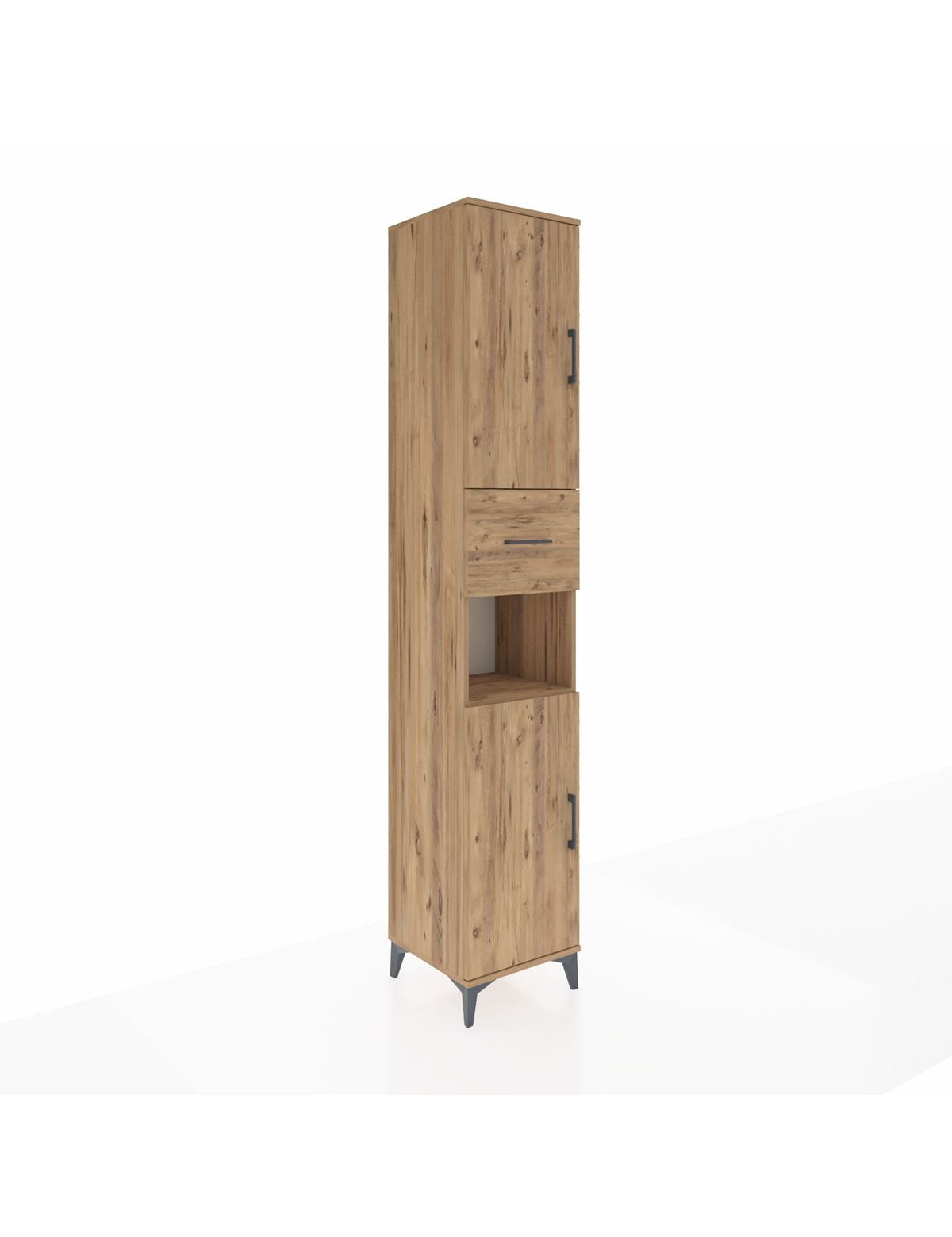 Hyperion Dolap 5 Raflı Tek Çekmeceli 2 Kapaklı 44x44x243 Çam-Çam