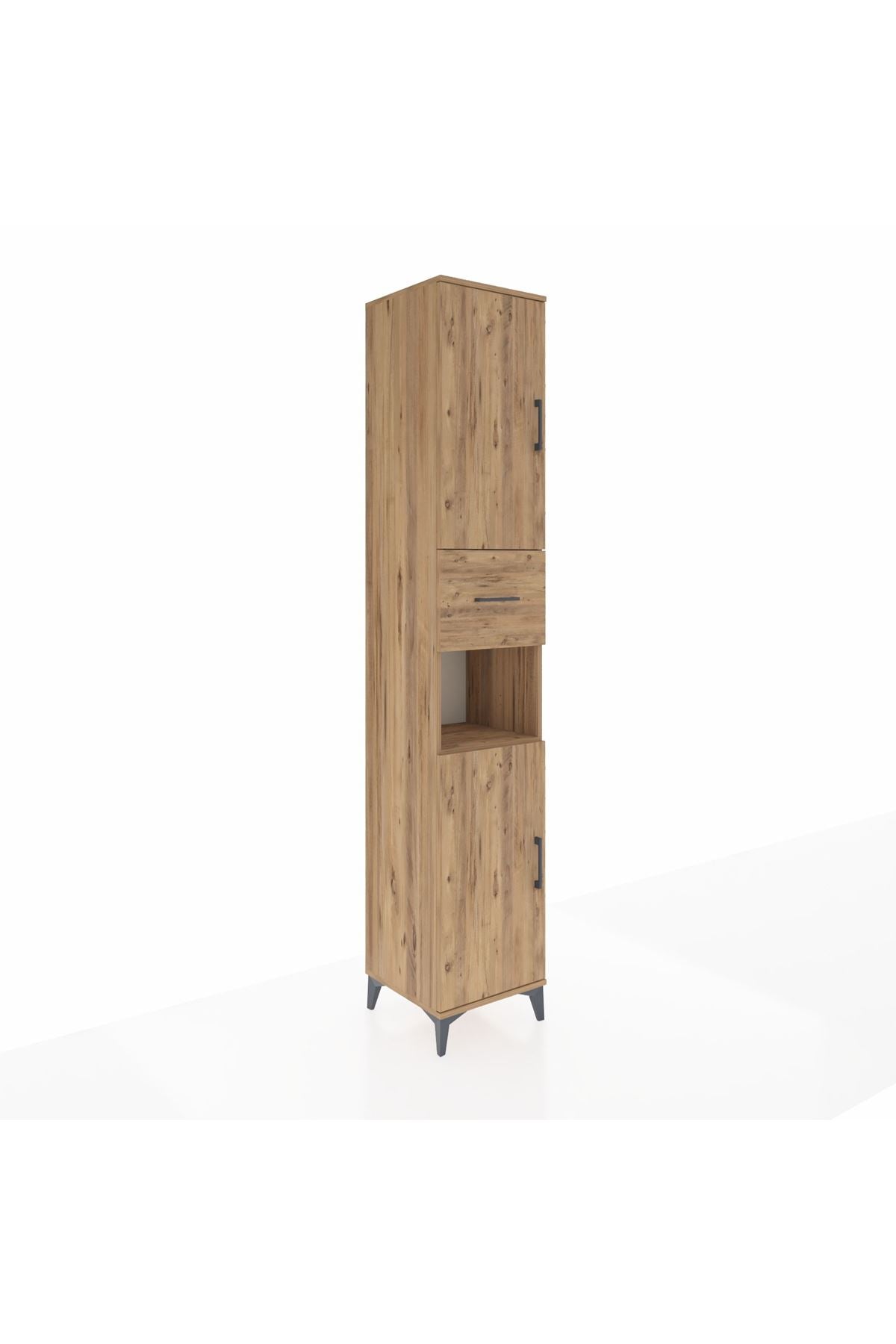 Hyperion Dolap 5 Raflı Tek Çekmeceli 2 Kapaklı 44x44x243 Çam-Çam