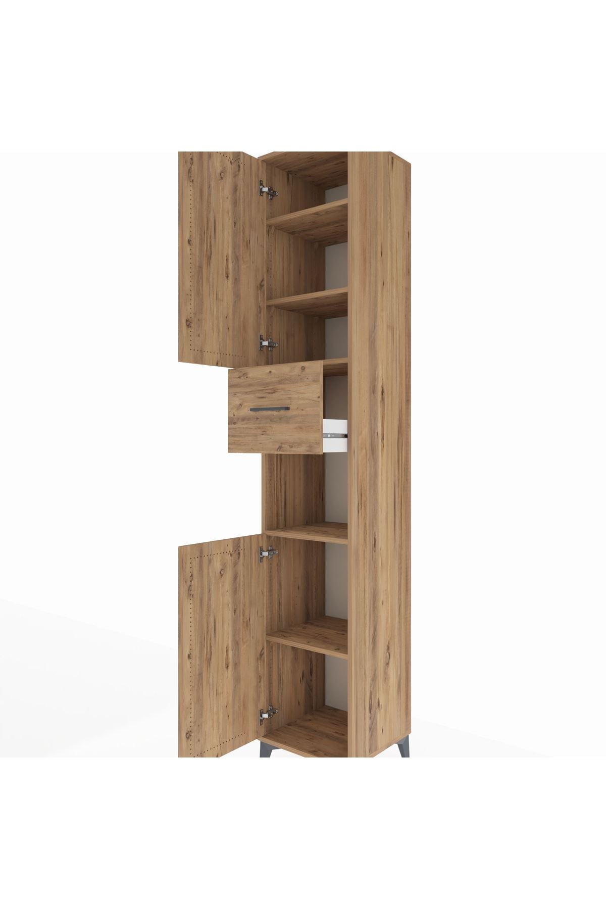 Hyperion Dolap 5 Raflı Tek Çekmeceli 2 Kapaklı 44x44x243 Çam-Çam