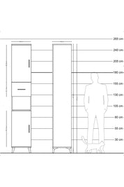 Hyperion Dolap 5 Raflı Tek Çekmeceli 2 Kapaklı 44x44x243 Çam-Çam