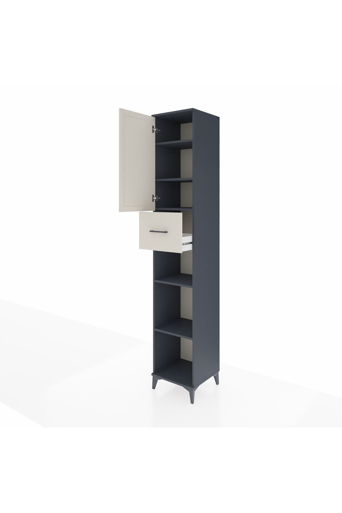 Hyperion Dolap 5 Raflı Tek Çekmeceli Tek Kapaklı 44x44x243 Antrasit-Aytaşı