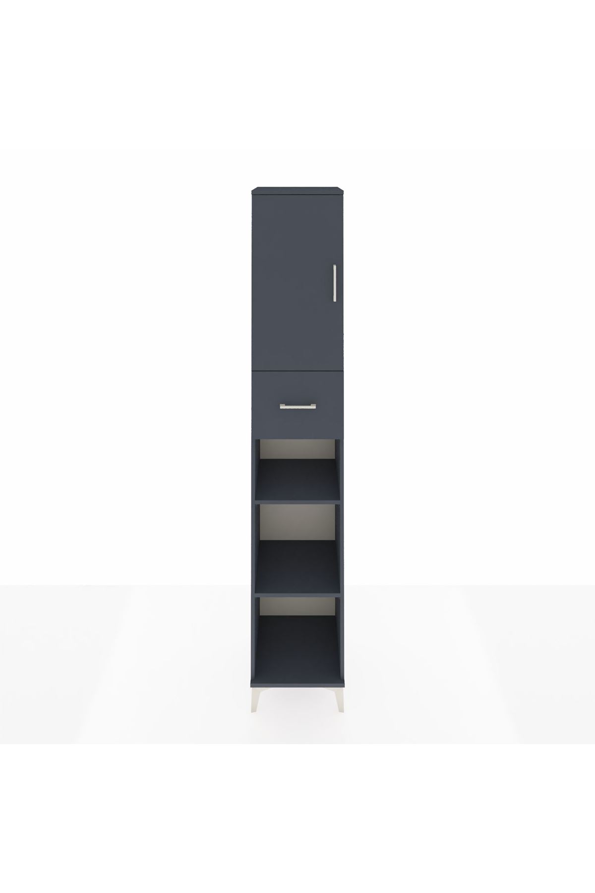 Hyperion Dolap 5 Raflı Tek Çekmeceli Tek Kapaklı 44x44x243 Antrasit-Antrasit