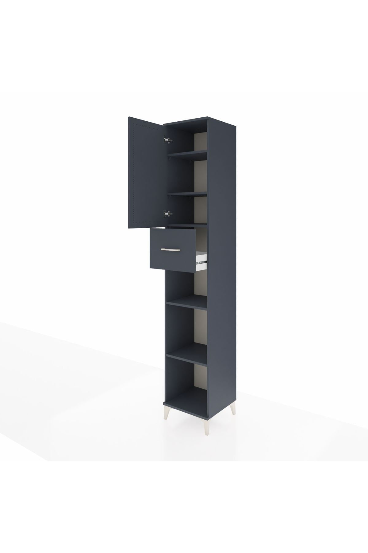 Hyperion Dolap 5 Raflı Tek Çekmeceli Tek Kapaklı 44x44x243 Antrasit-Antrasit