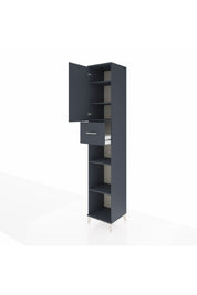 Hyperion Dolap 5 Raflı Tek Çekmeceli Tek Kapaklı 44x44x243 Antrasit-Antrasit