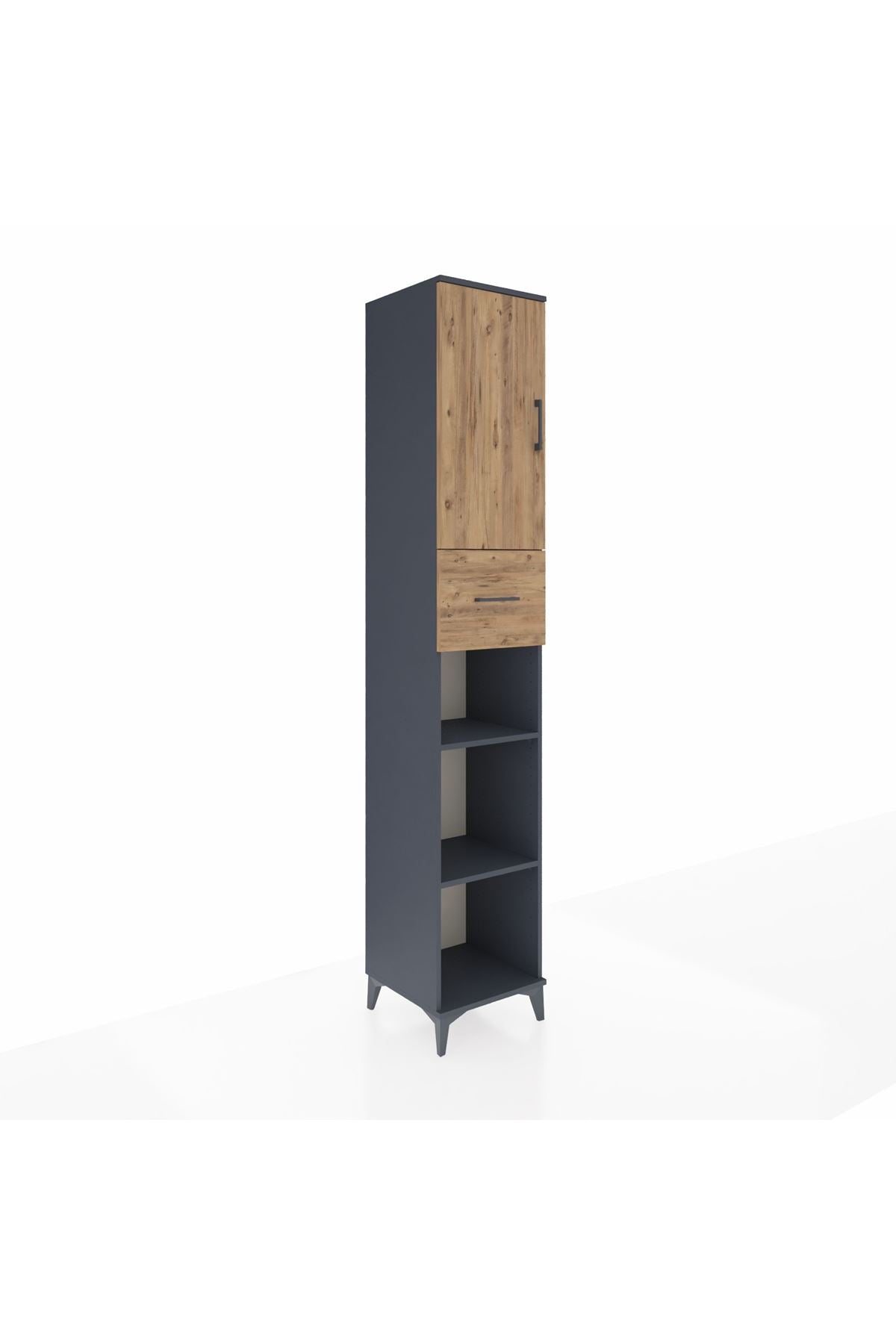 Hyperion Dolap 5 Raflı Tek Çekmeceli Tek Kapaklı 44x44x243 Antrasit-Çam