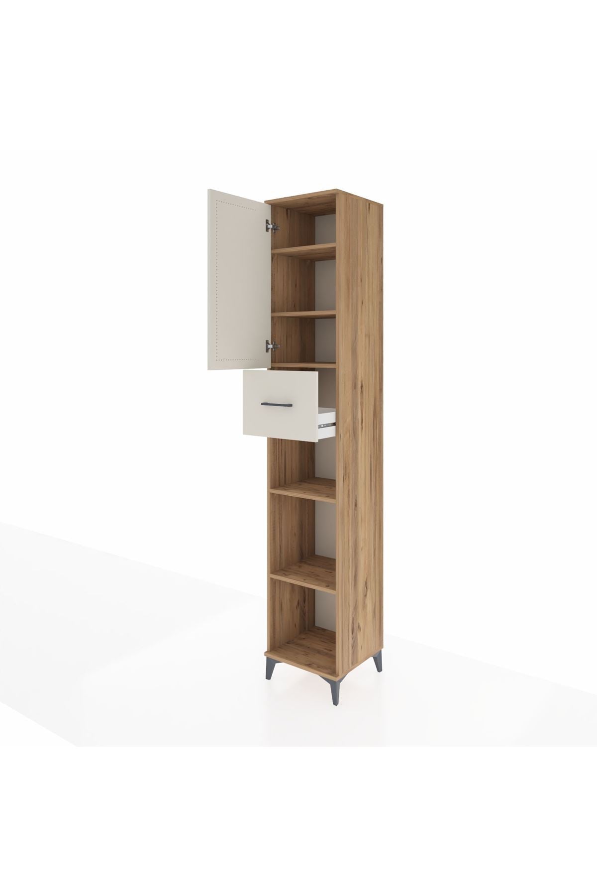 Hyperion Dolap 5 Raflı Tek Çekmeceli Tek Kapaklı 44x44x243 Çam-Aytaşı