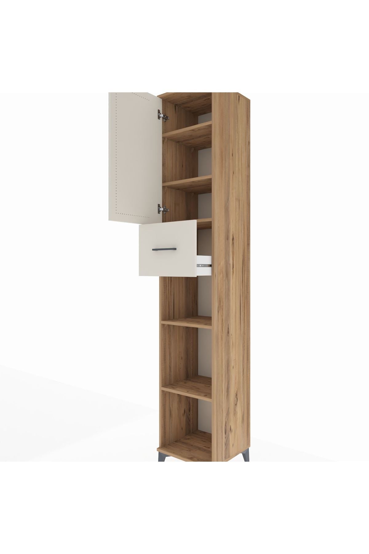 Hyperion Dolap 5 Raflı Tek Çekmeceli Tek Kapaklı 44x44x243 Çam-Aytaşı