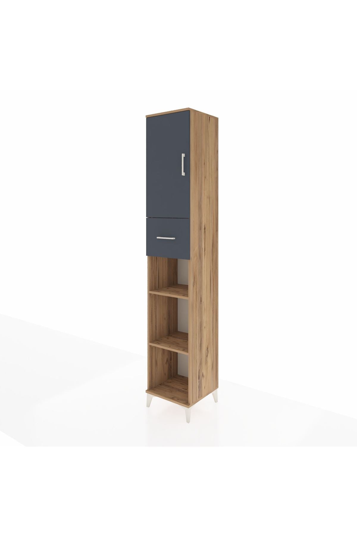 Hyperion Dolap 5 Raflı Tek Çekmeceli Tek Kapaklı 44x44x243 Çam-Antrasit