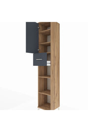 Hyperion Dolap 5 Raflı Tek Çekmeceli Tek Kapaklı 44x44x243 Çam-Antrasit