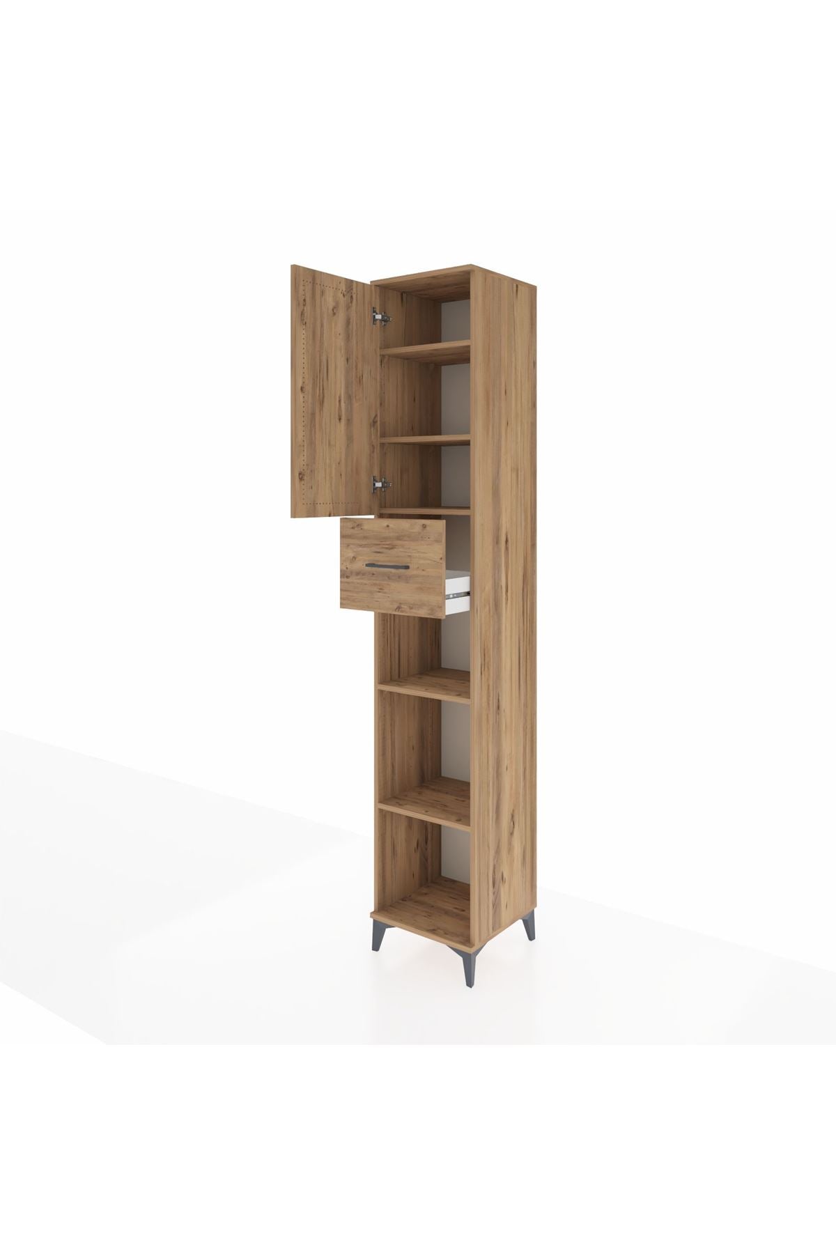 Hyperion Dolap 5 Raflı Tek Çekmeceli Tek Kapaklı 44x44x243 Çam-Çam