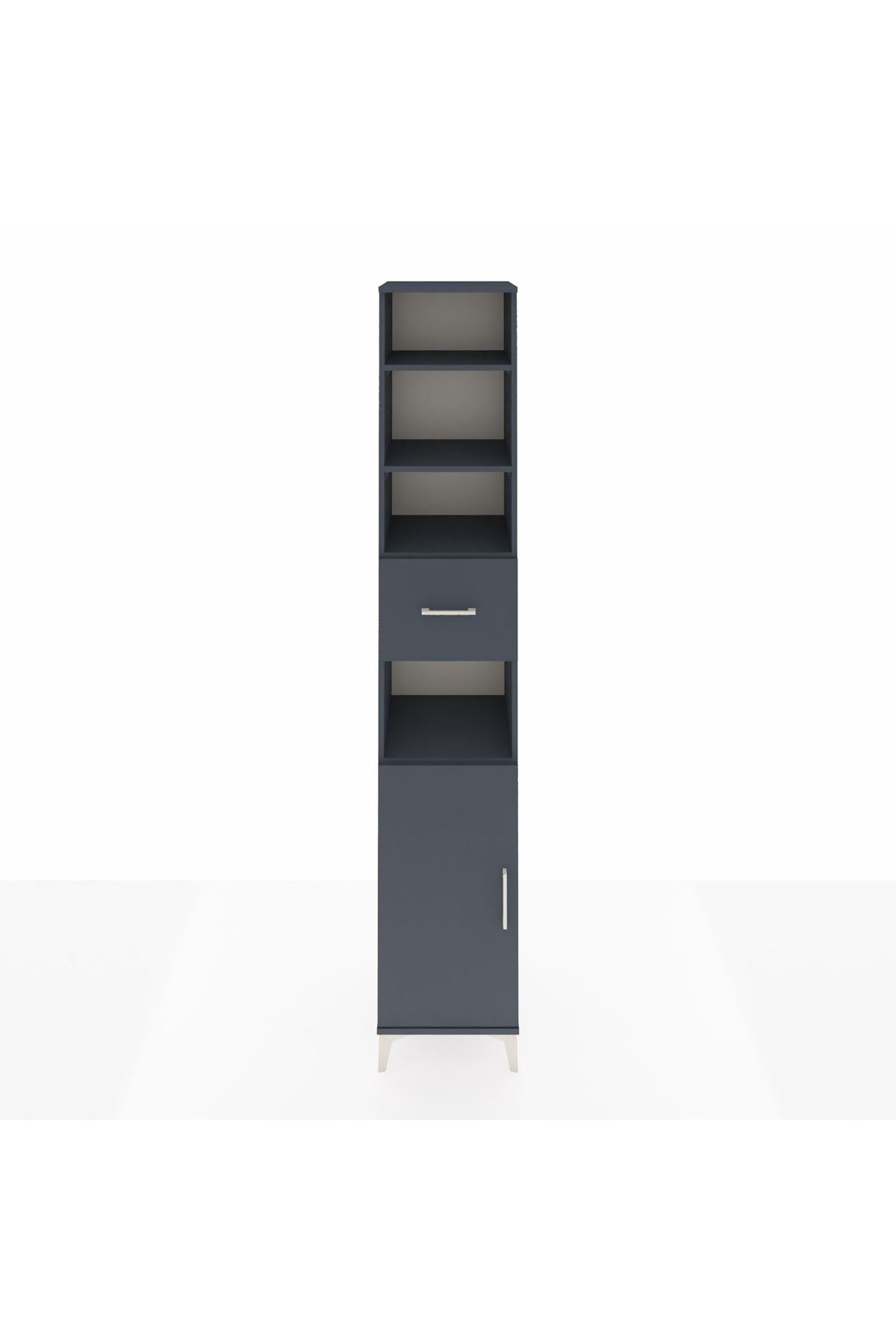 Hyperion Dolap 5 Raflı Tek Çekmeceli Tek Kapaklı 44x44x243 Antrasit-Antrasit