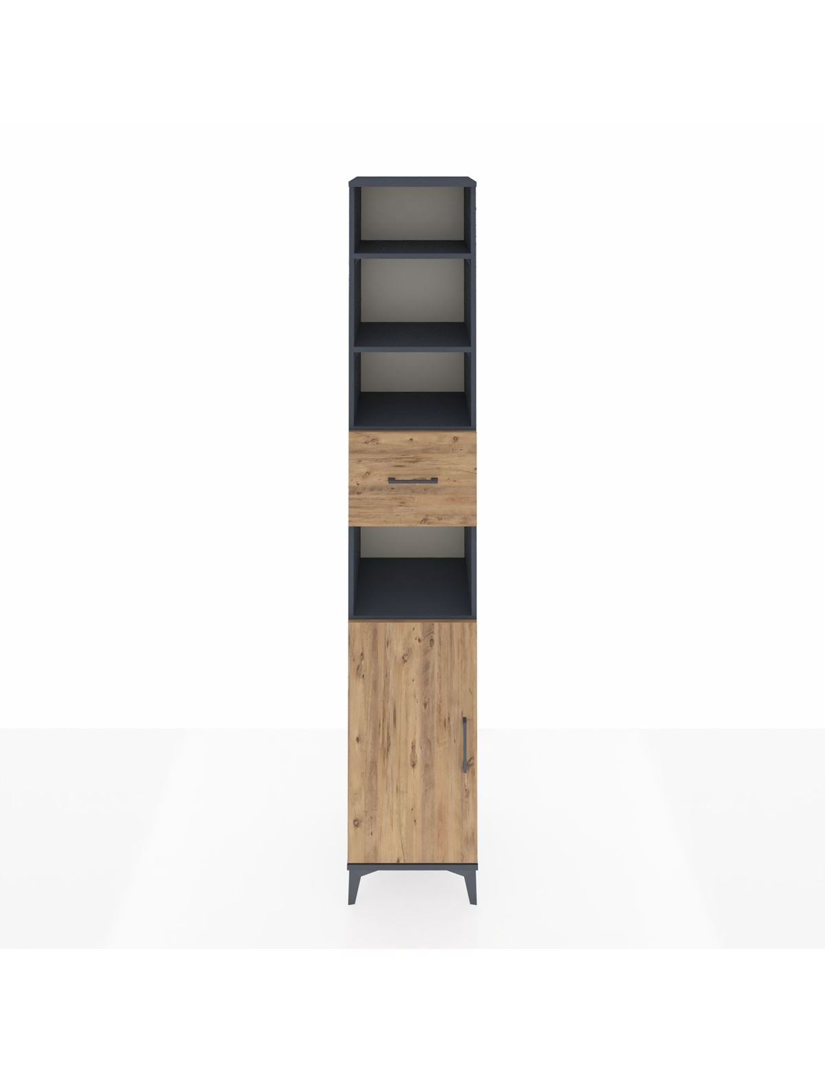 Hyperion Dolap 5 Raflı Tek Çekmeceli Tek Kapaklı 44x44x243 Antrasit-Çam