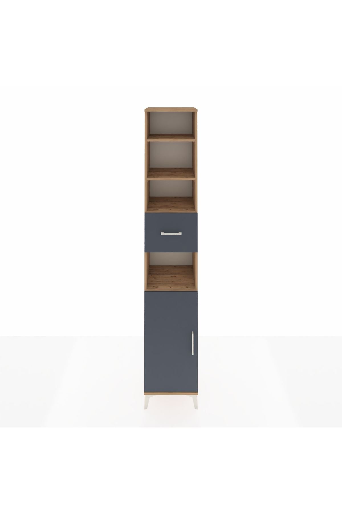 Hyperion Dolap 5 Raflı Tek Çekmeceli Tek Kapaklı 44x44x243 Çam-Antrasit