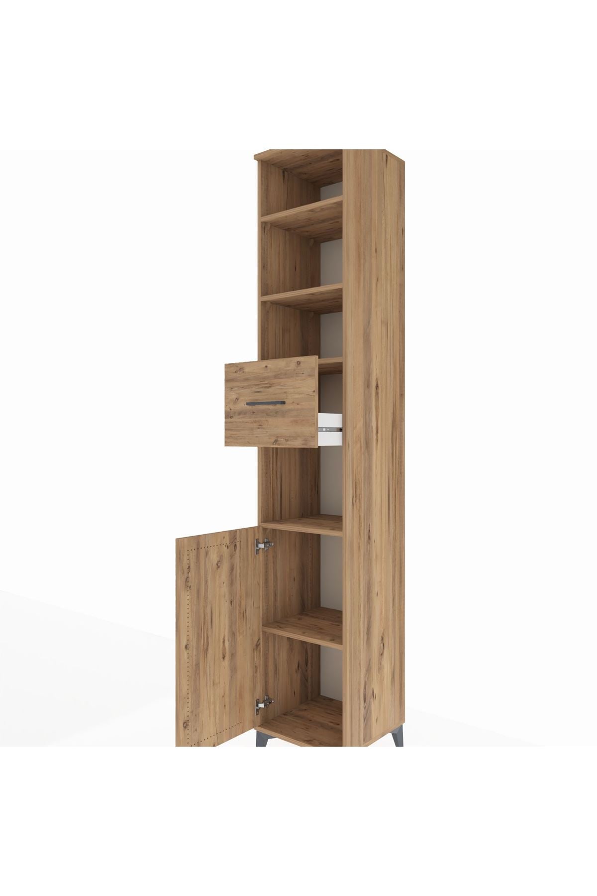 Hyperion Dolap 5 Raflı Tek Çekmeceli Tek Kapaklı 44x44x243 Çam-Çam