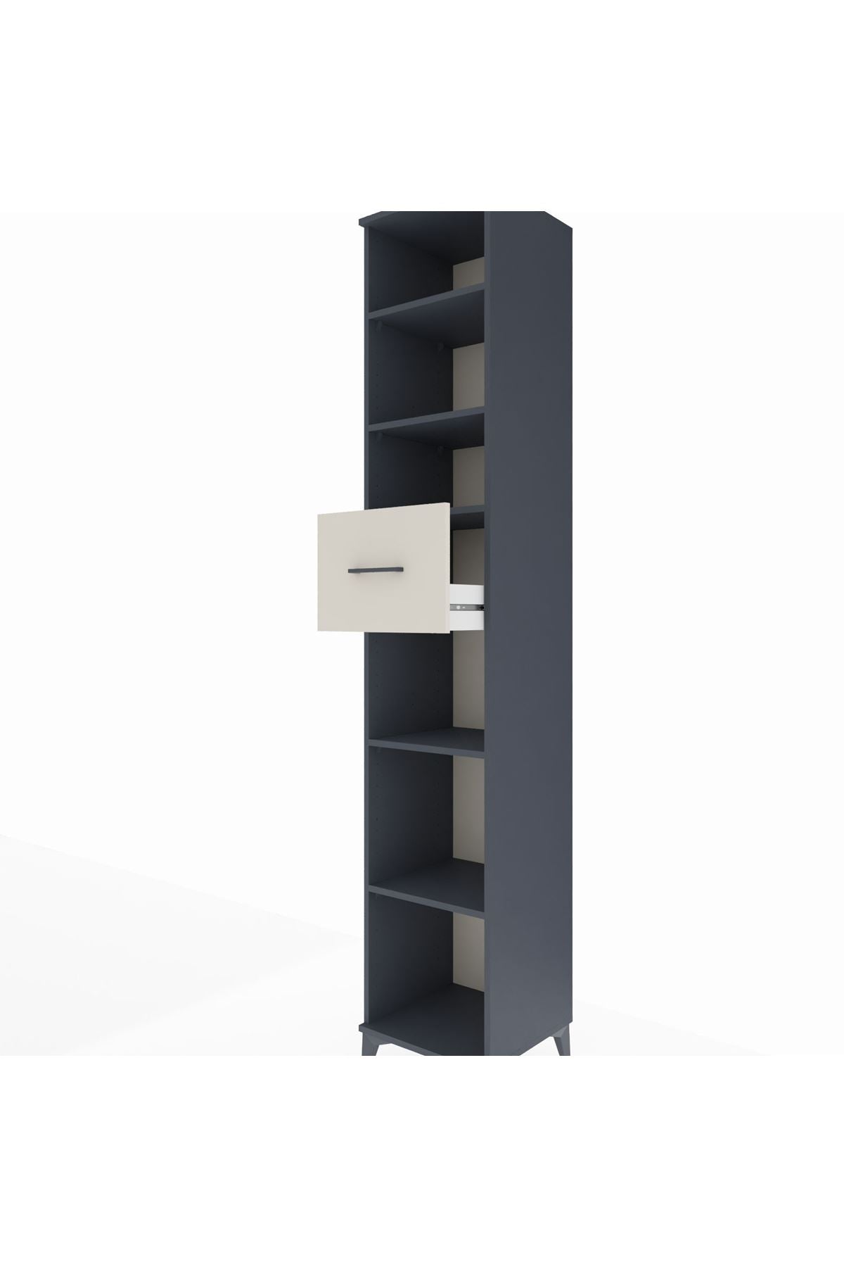 Hyperion Dolap 5 Raflı Tek Çekmeceli 44x44x243 Antrasit-Aytaşı