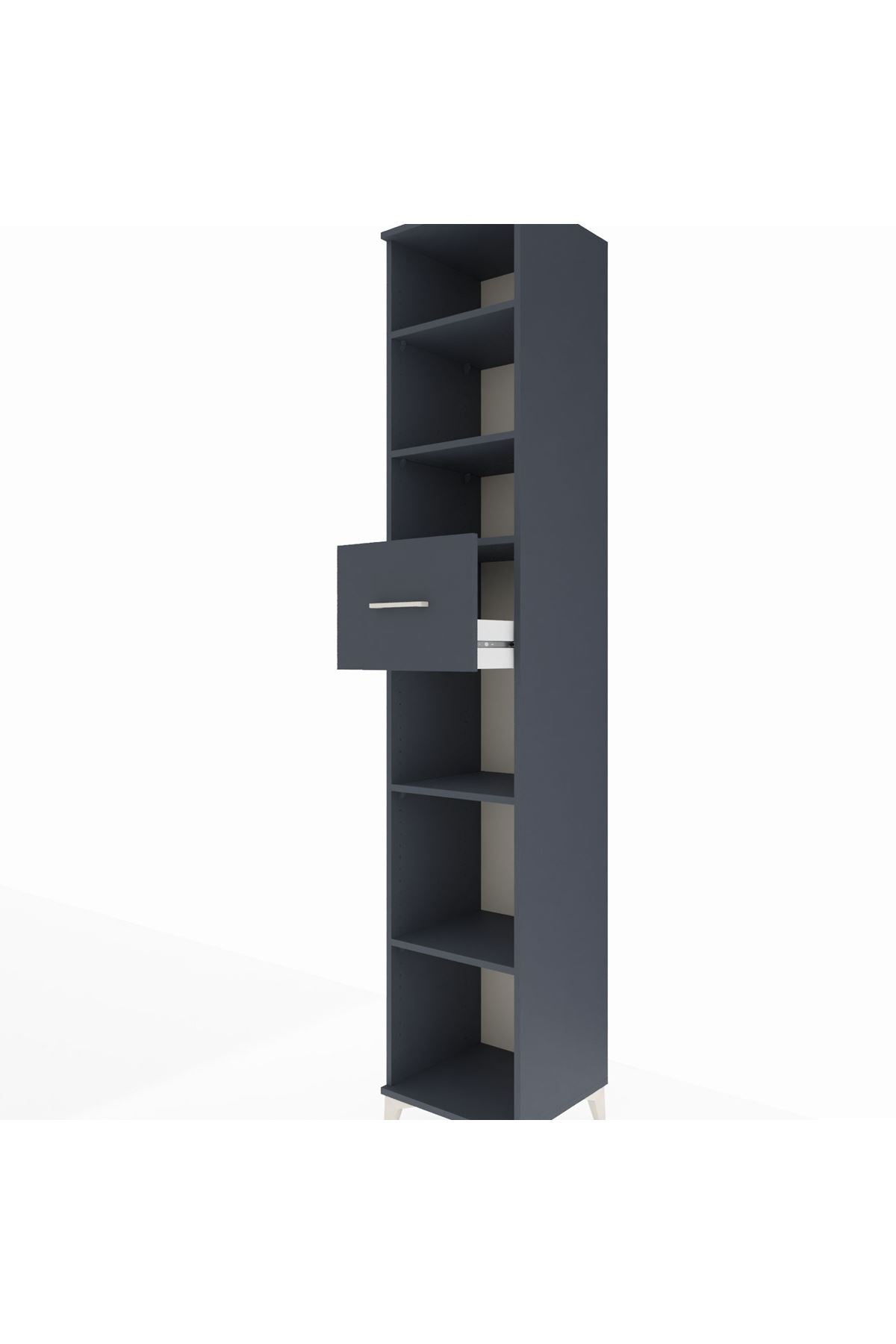 Hyperion Dolap 5 Raflı Tek Çekmeceli 44x44x243 Antrasit-Antrasit