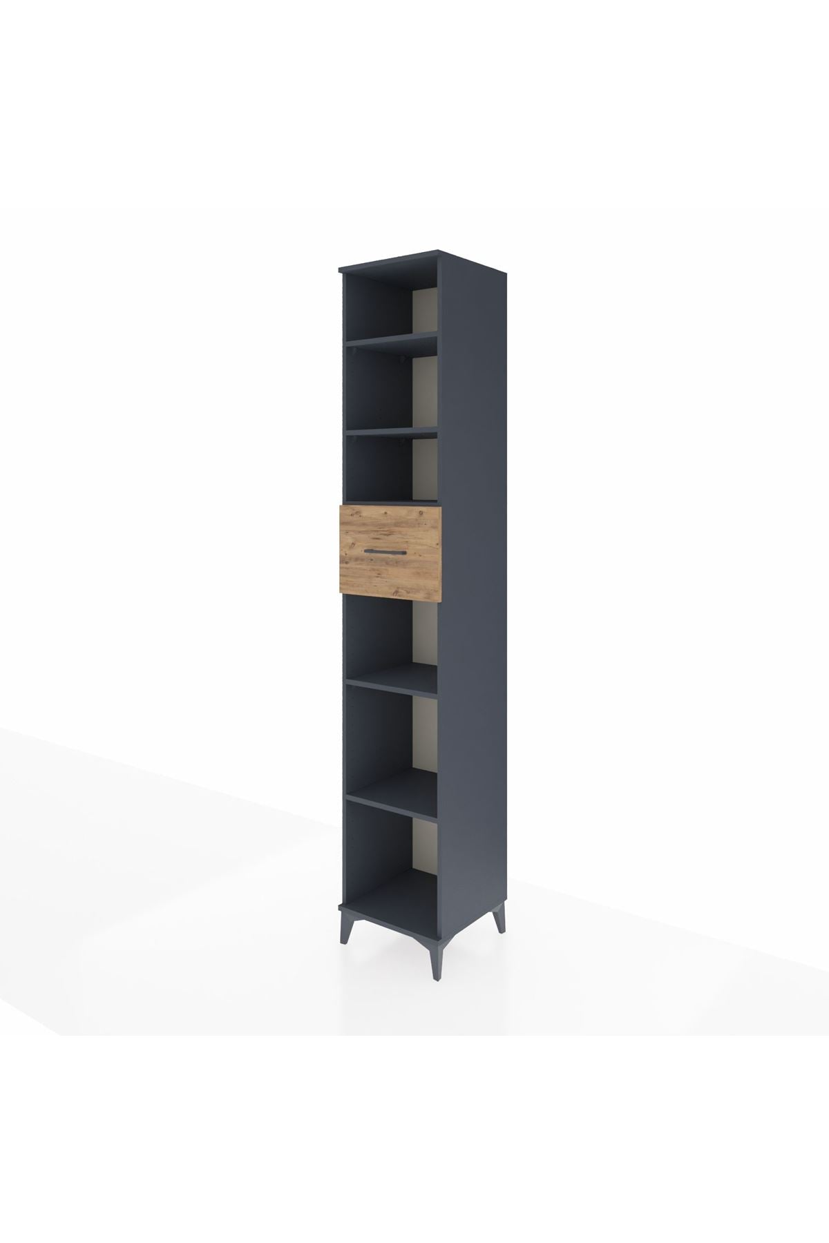 Hyperion Dolap 5 Raflı Tek Çekmeceli 44x44x243 Antrasit-Çam