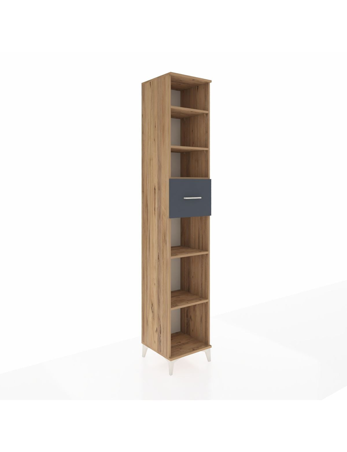 Hyperion Dolap 5 Raflı Tek Çekmeceli 44x44x243 Çam-Antrasit