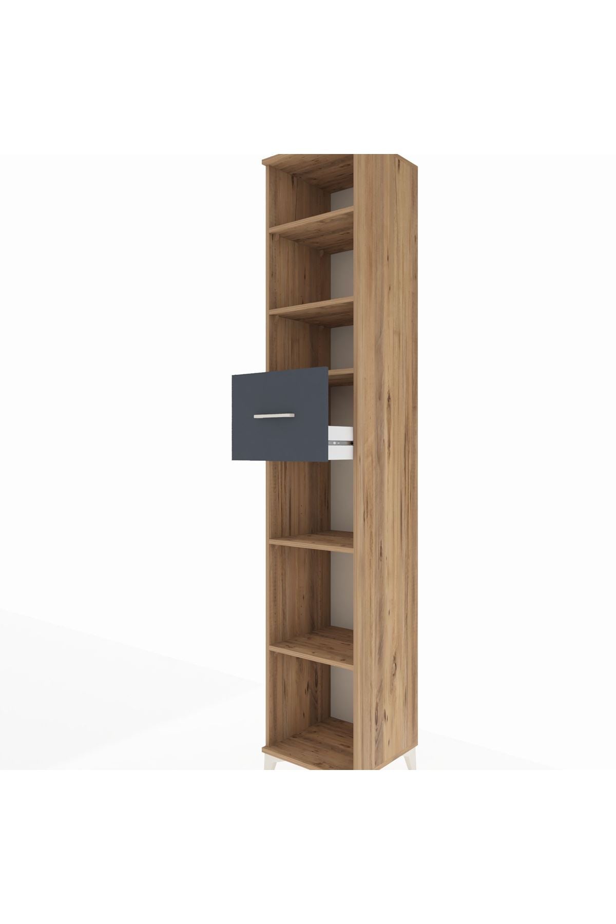 Hyperion Dolap 5 Raflı Tek Çekmeceli 44x44x243 Çam-Antrasit